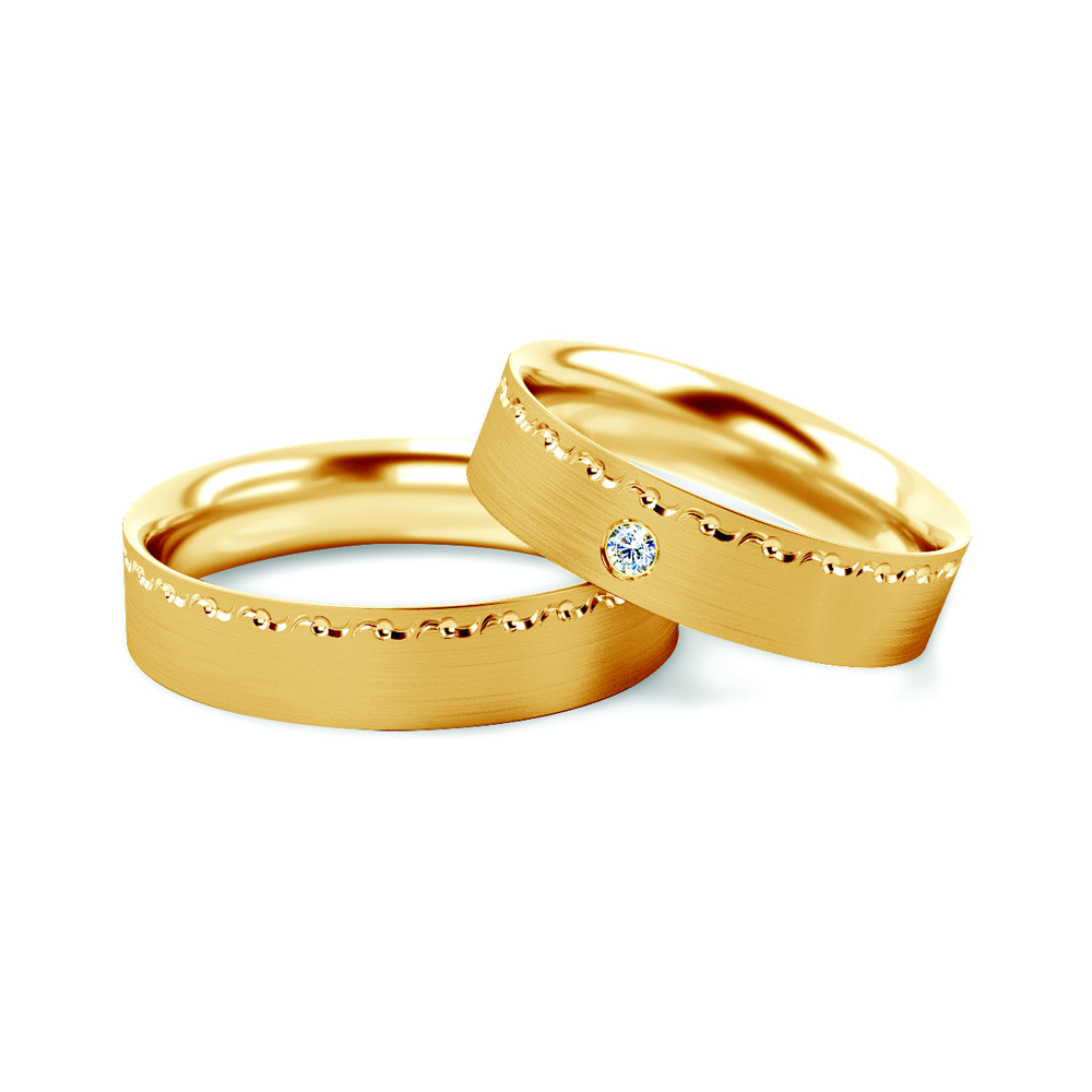Wedding Rings: gold, Flat Shaped, 5 mm