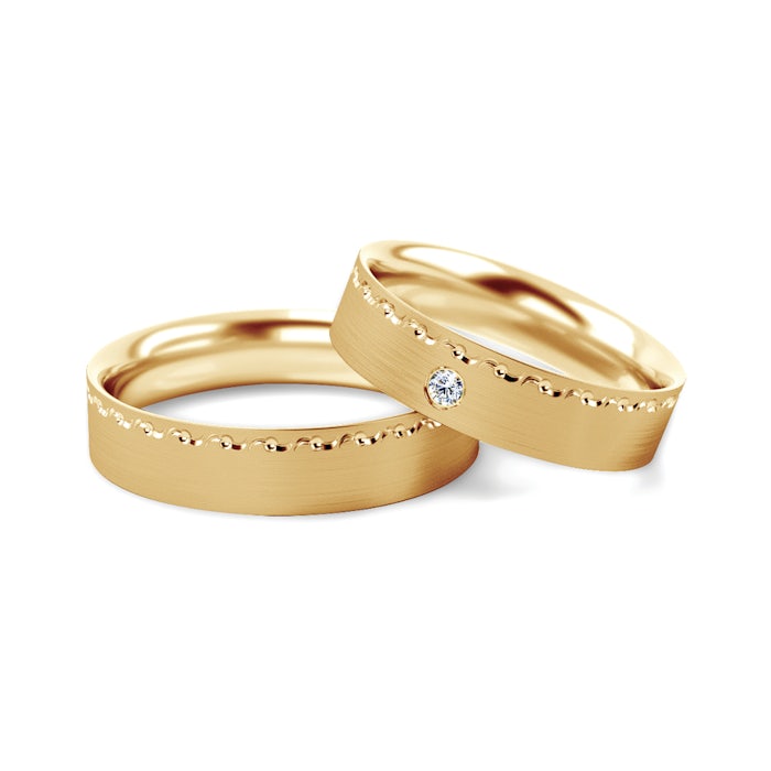 Wedding Rings: gold, Flat Shaped, 5 mm
