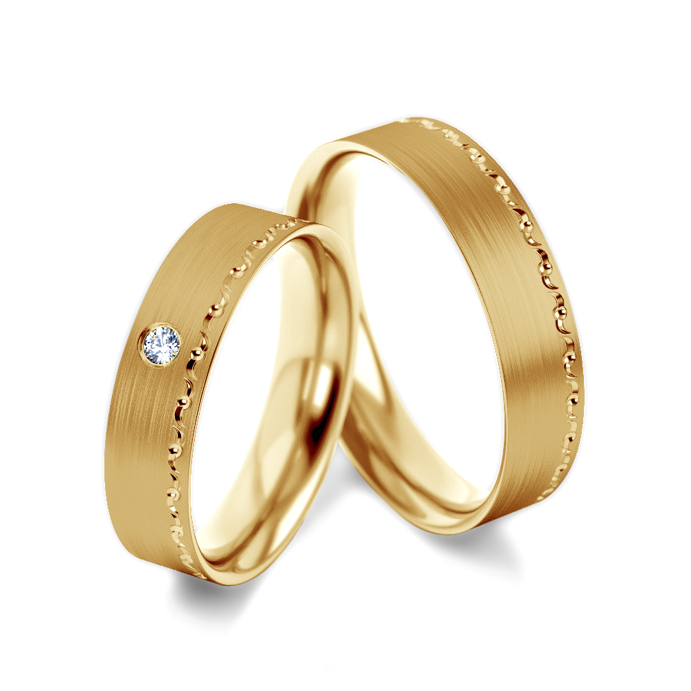 Obrączki ślubne: złote, płaskie, 5 mm