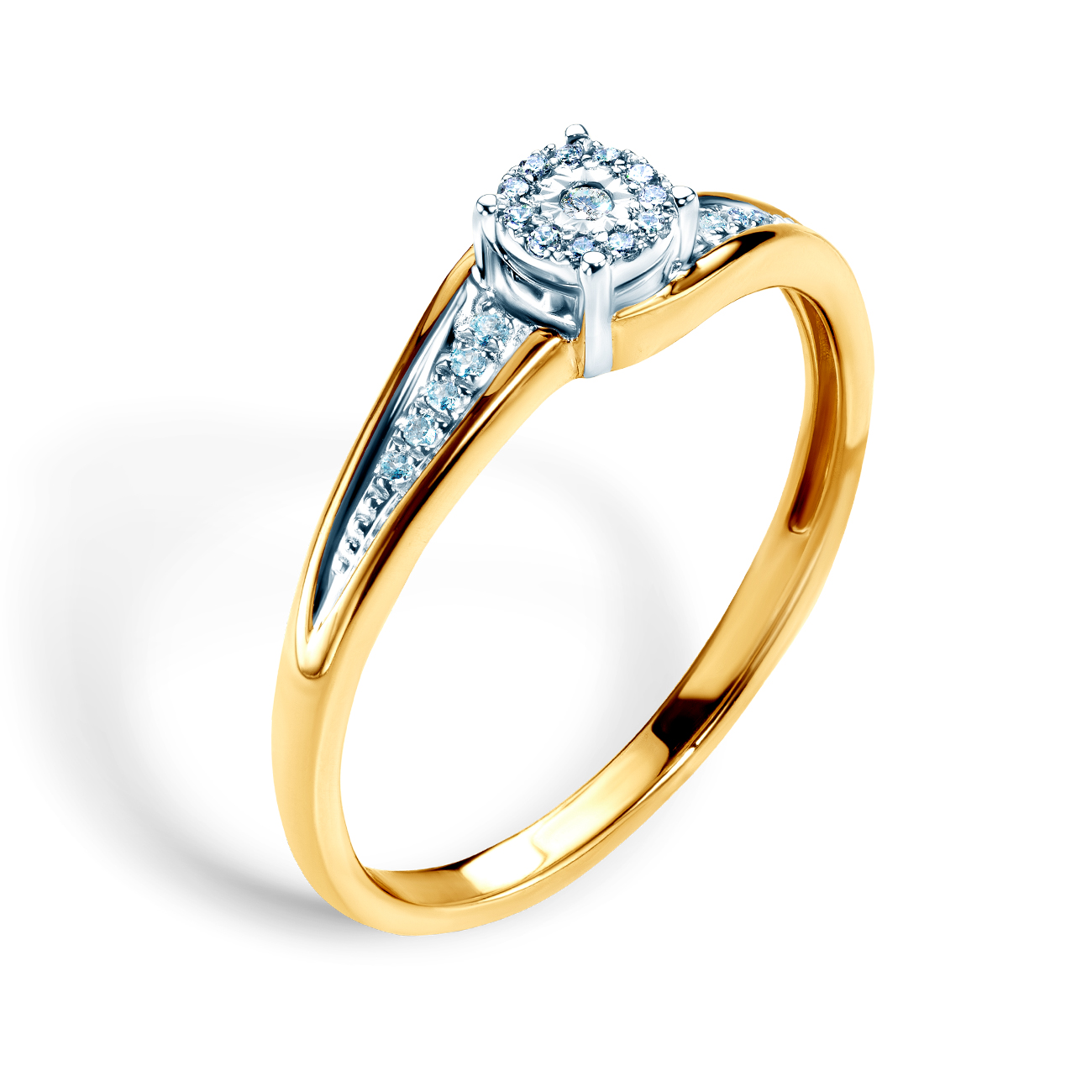 Pierścionek zaręczynowy SAVICKI: dwukolorowe złoto, diamenty