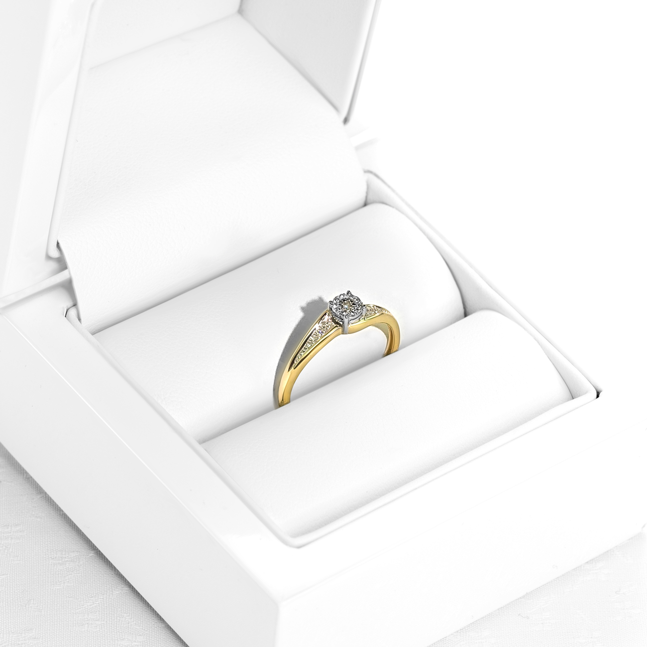 Pierścionek zaręczynowy SAVICKI: dwukolorowe złoto, diamenty