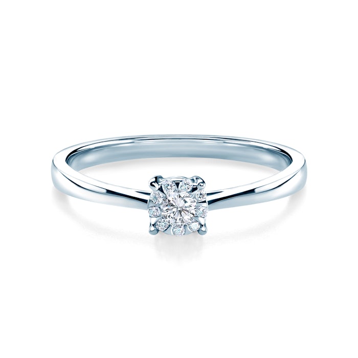 Modern Engagement Ring: white gold, diamonds