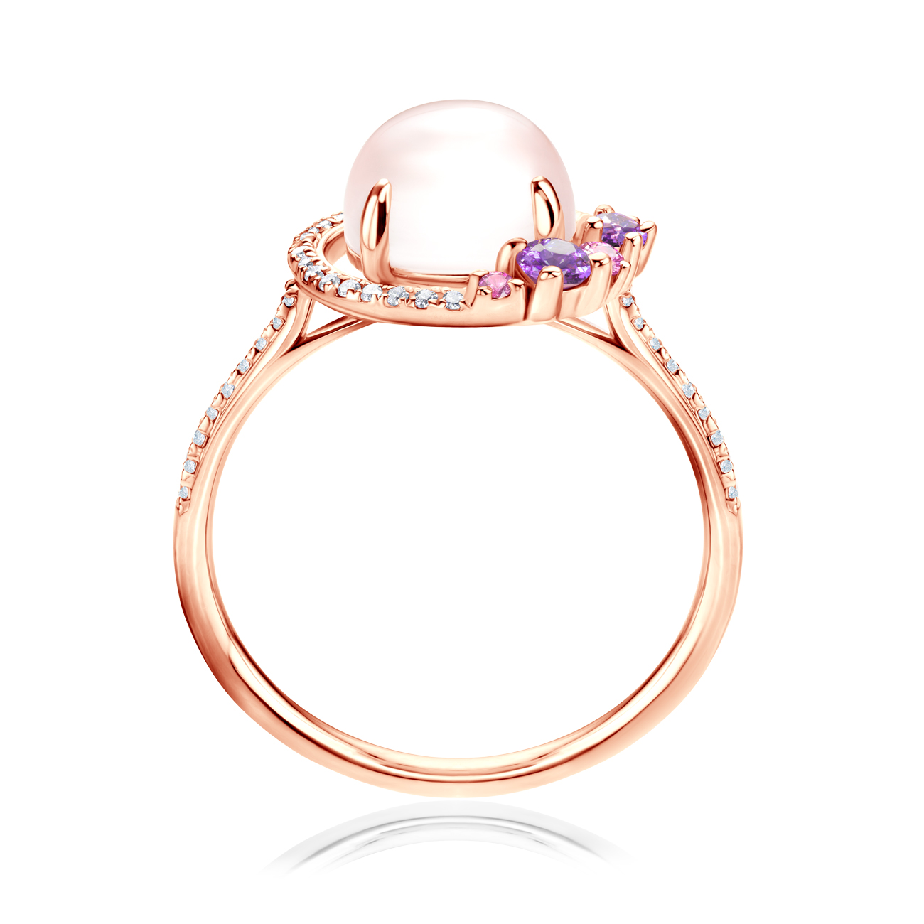KAGEROU / Light Pink・Matte Silver rim JT Pierścionek zaręczynowy Share Your Love: różowe złoto