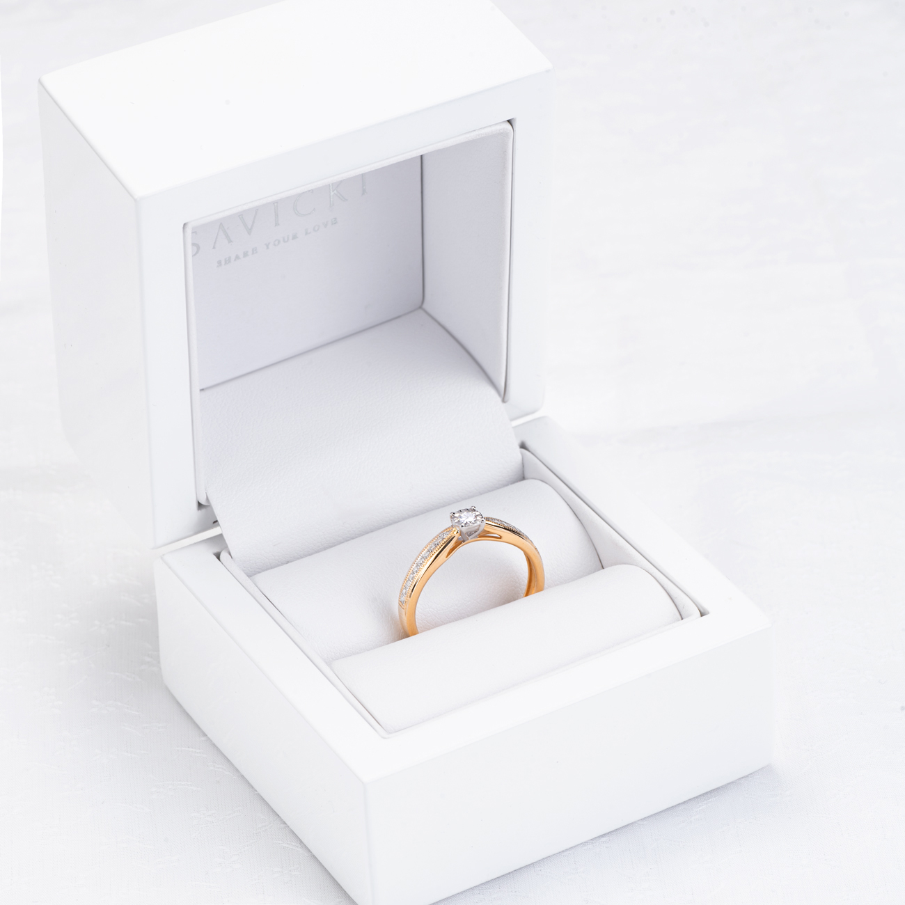 Verlobungsring Savicki: Zweifarbiges Gold, Diamanten