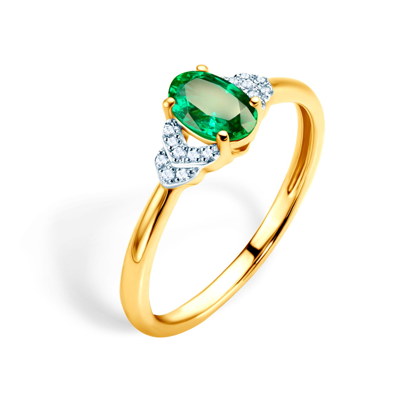 Verlobungsring Savicki: Gold, Smaragd, Diamanten