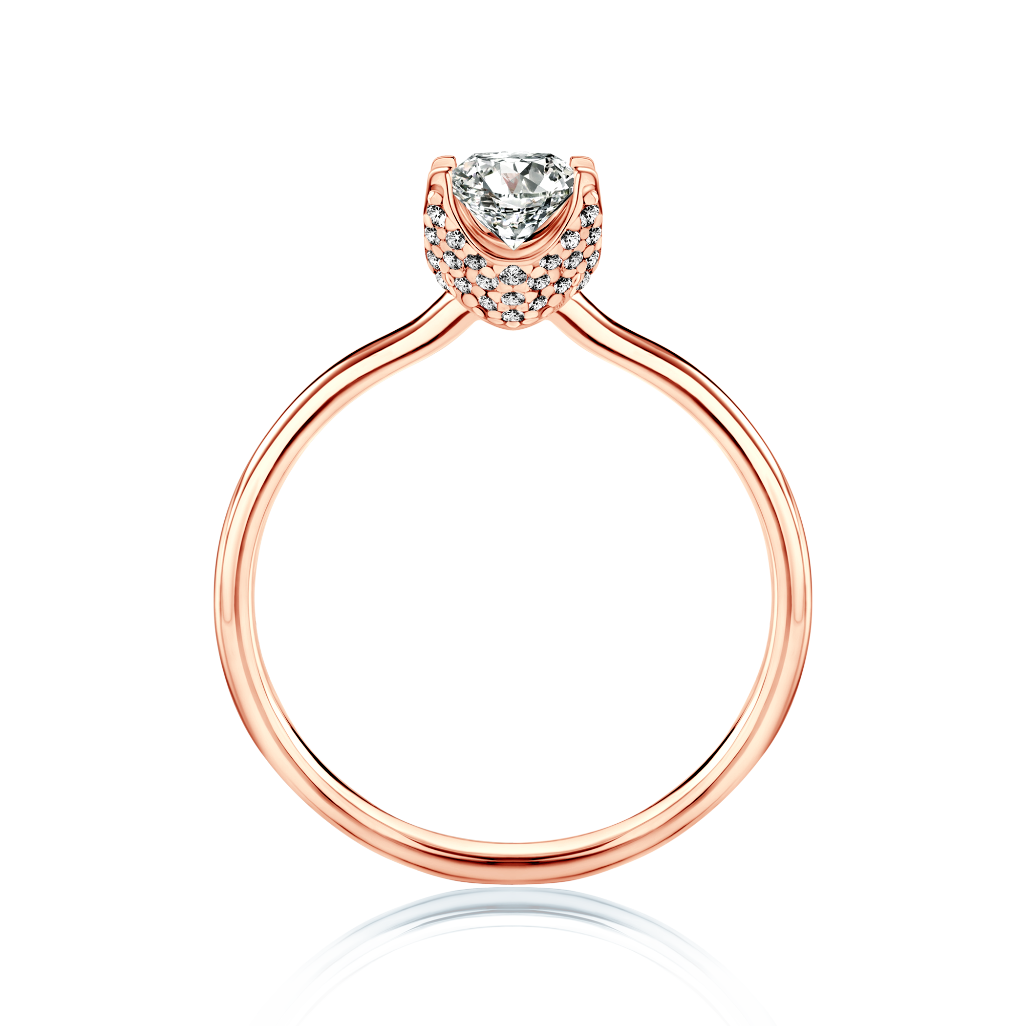 Pierścionek zaręczynowy SAVICKI: różowe złoto, biały szafir - 3