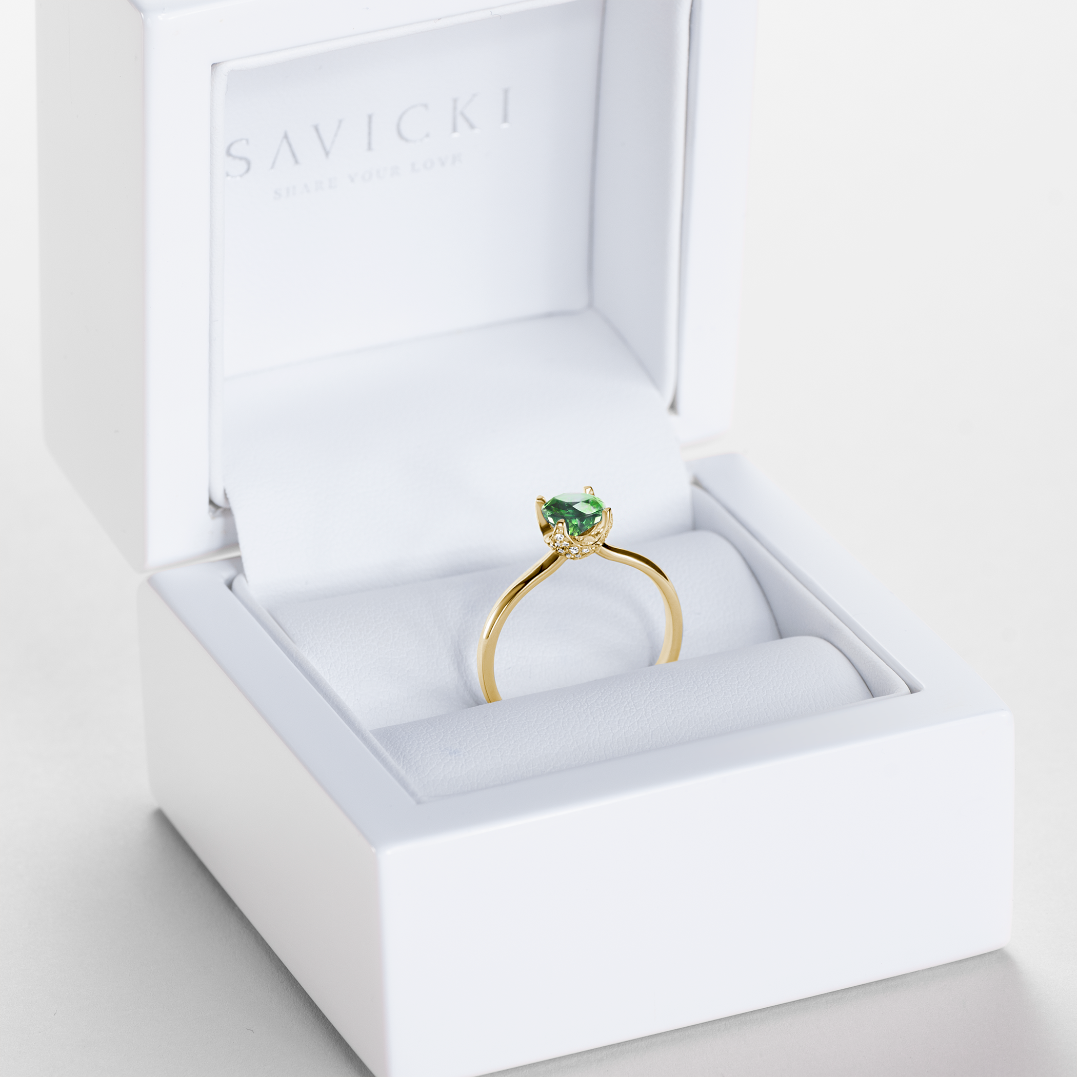 Verlobungsring SAVICKI: Gelbgold, Smaragd - 7