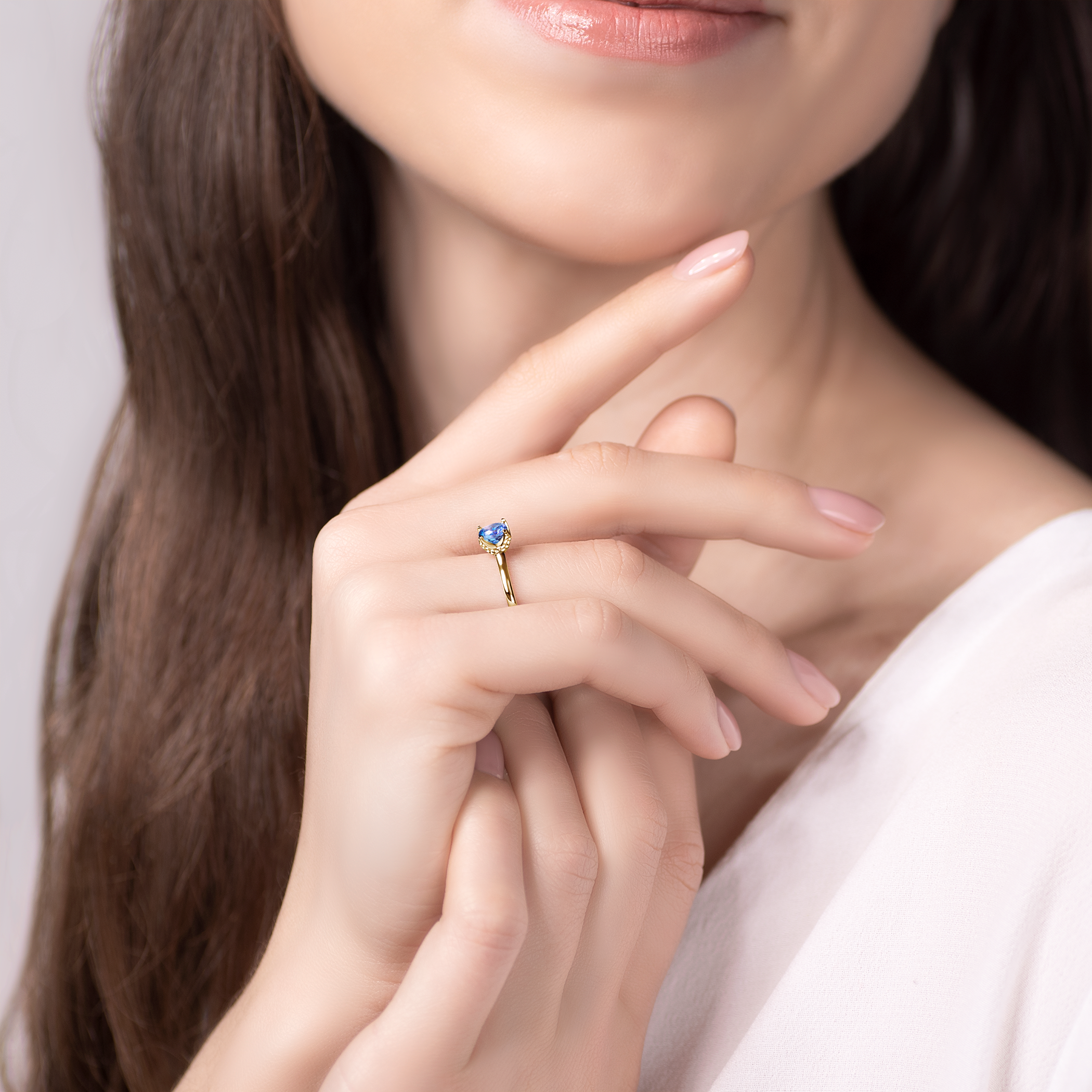 Pierścionek zaręczynowy SAVICKI: żółte złoto, tanzanit - 6