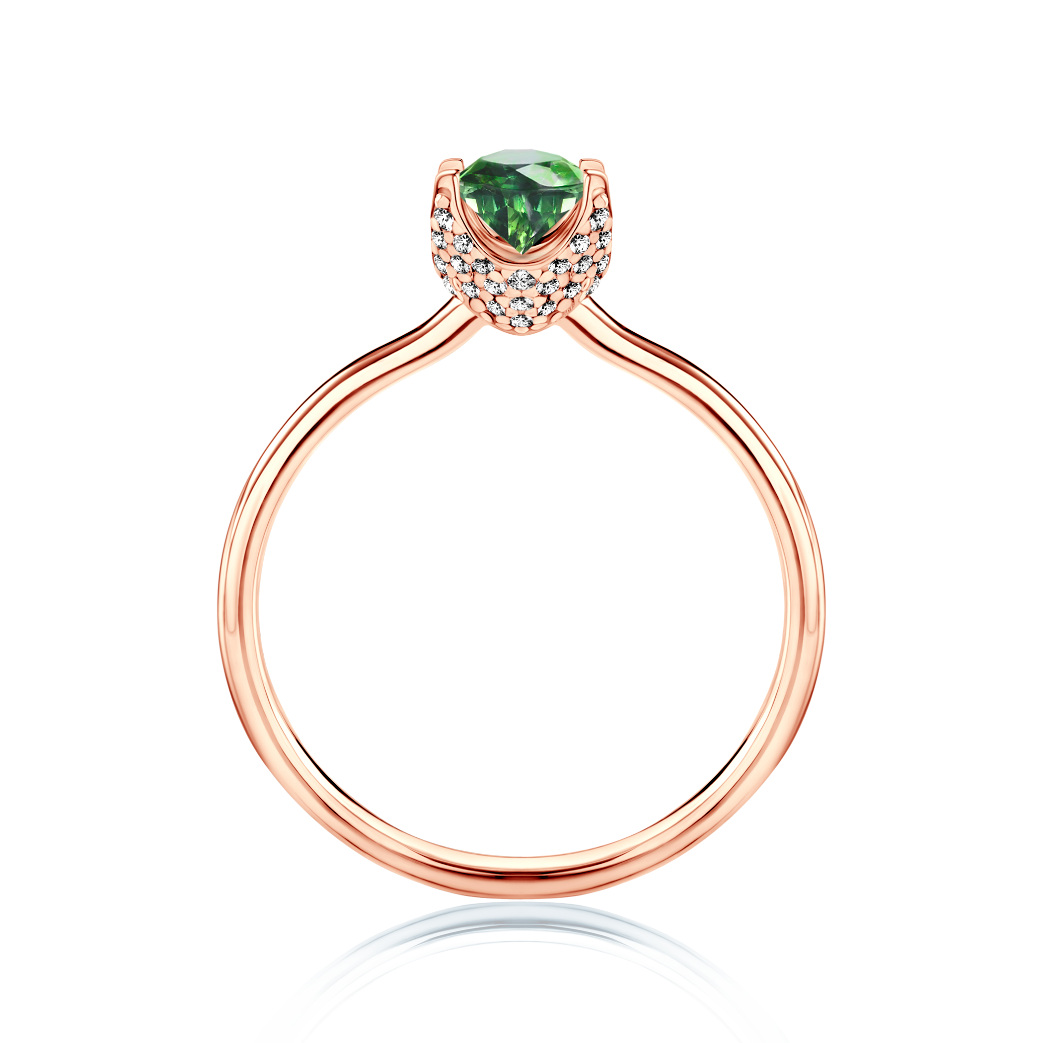Pierścionek zaręczynowy SAVICKI: różowe złoto, szmaragd - 3