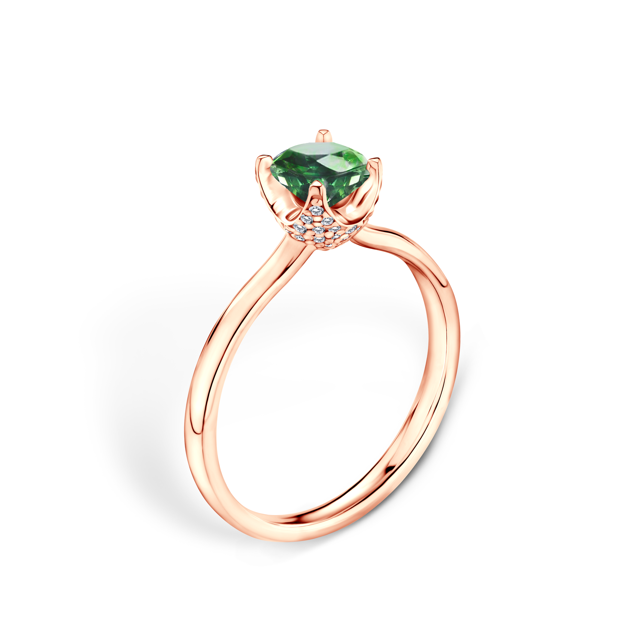 Pierścionek zaręczynowy SAVICKI: różowe złoto, szmaragd - 4