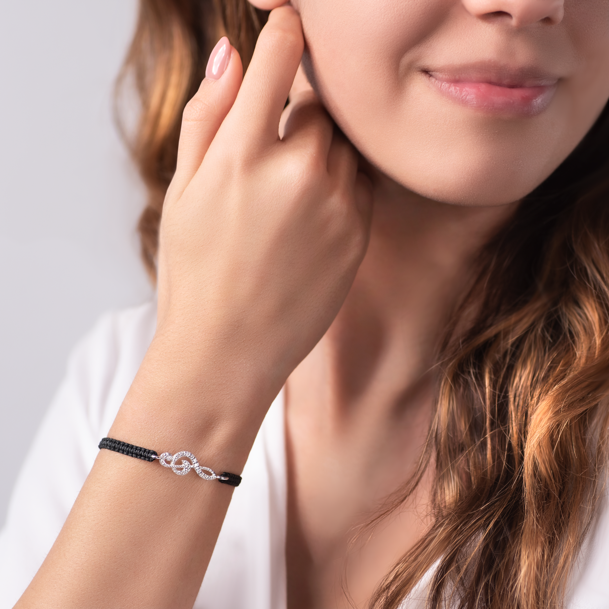 Bransoletka klucz wiolinowy Savicki: srebrna, cyrkonie - 3