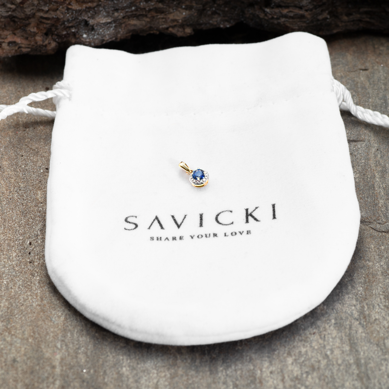 Zawieszka Savicki: złota, diamenty, niebieski szafir - 4