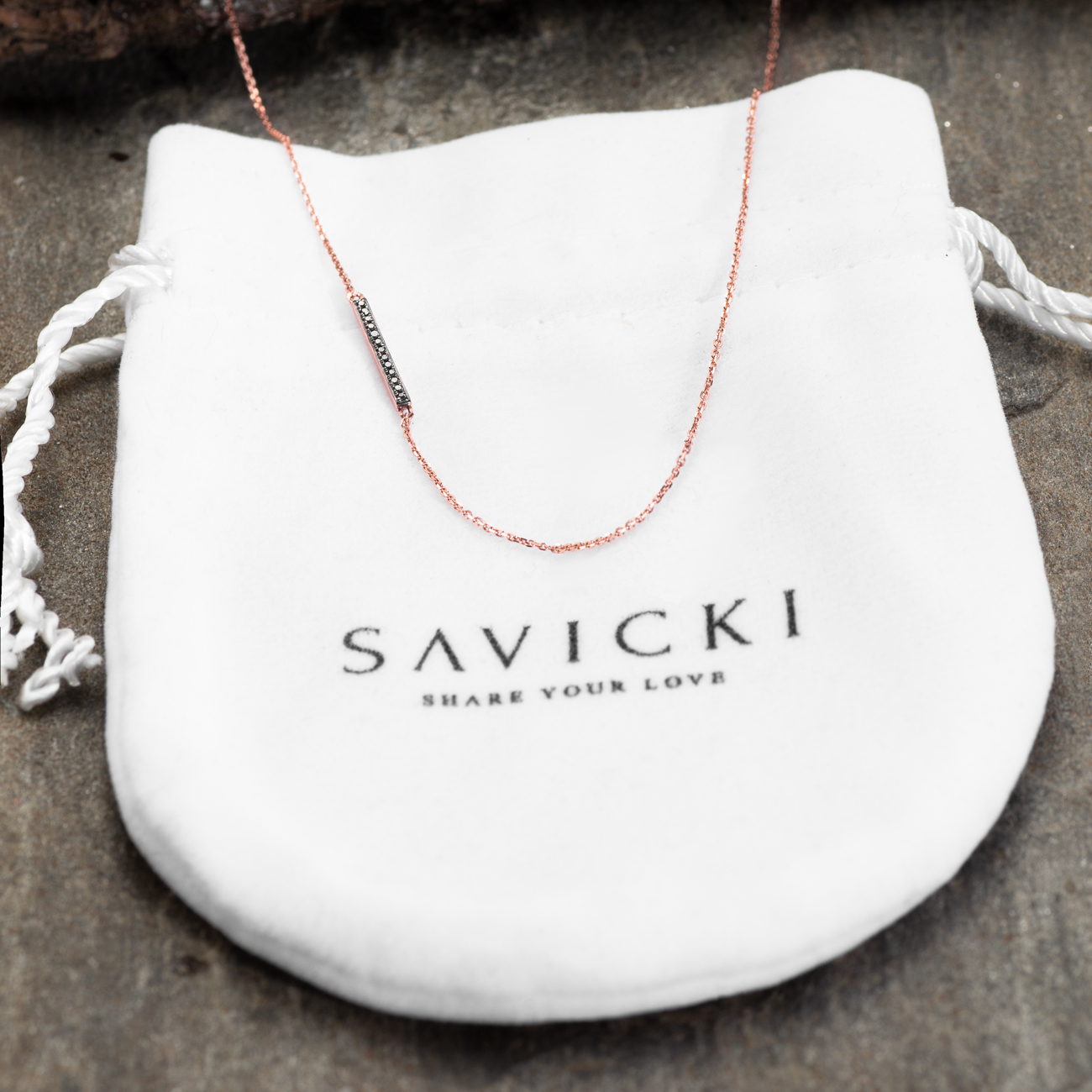 Naszyjnik Savicki: różowe złoto, czarne diamenty - 4