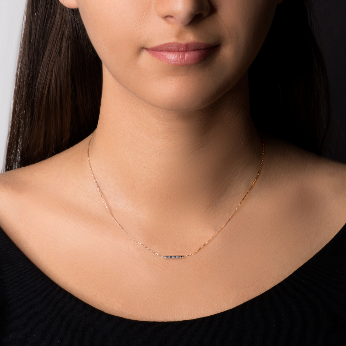 Naszyjnik Savicki: różowe złoto, czarne diamenty - 5