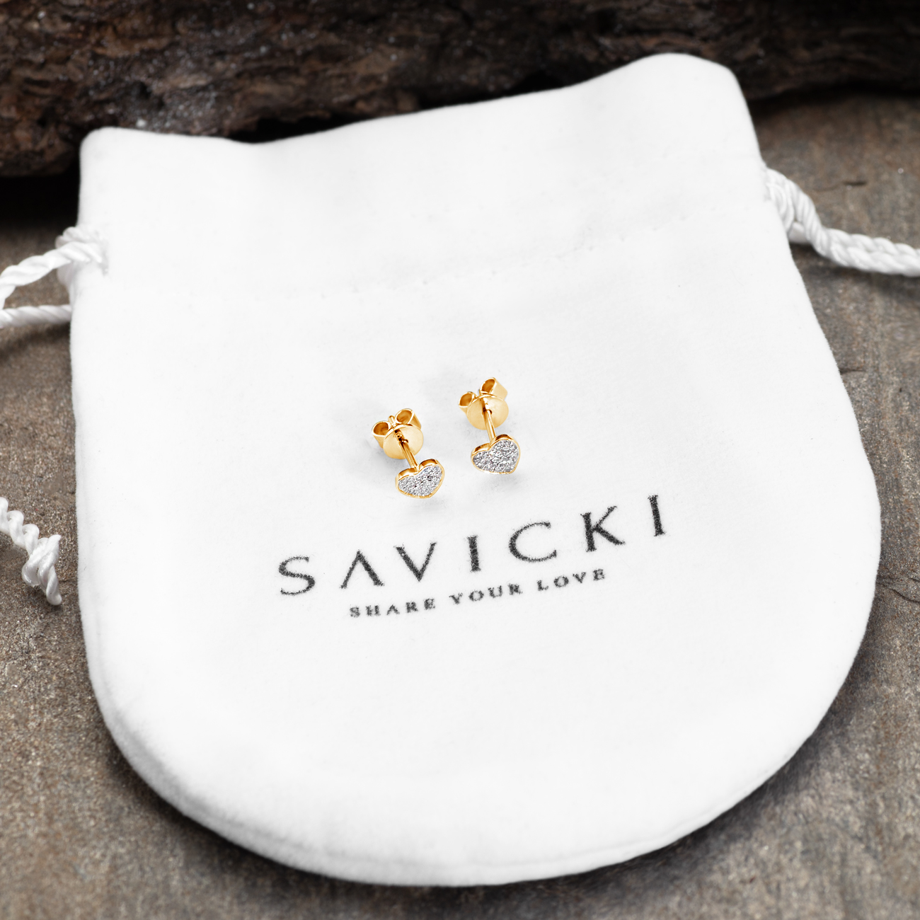 Ohrringe Herz Savicki: Gold, Diamanten
