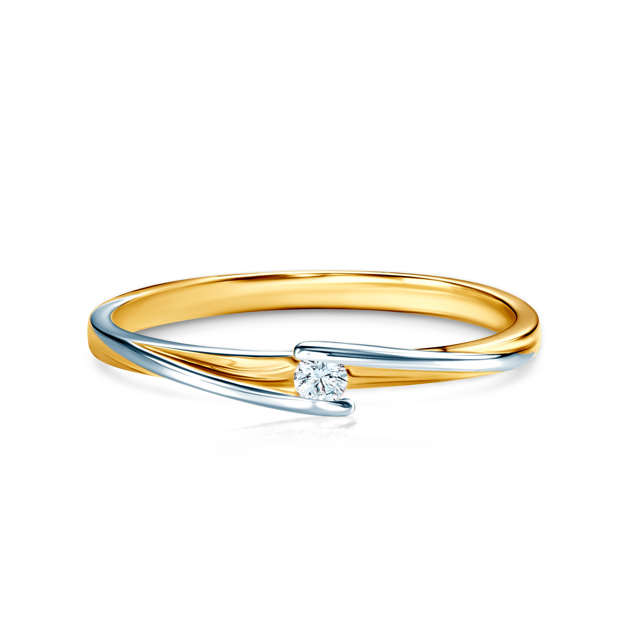 Zásnubní prsten SAVICKI: dvoubarevné zlato, diamant