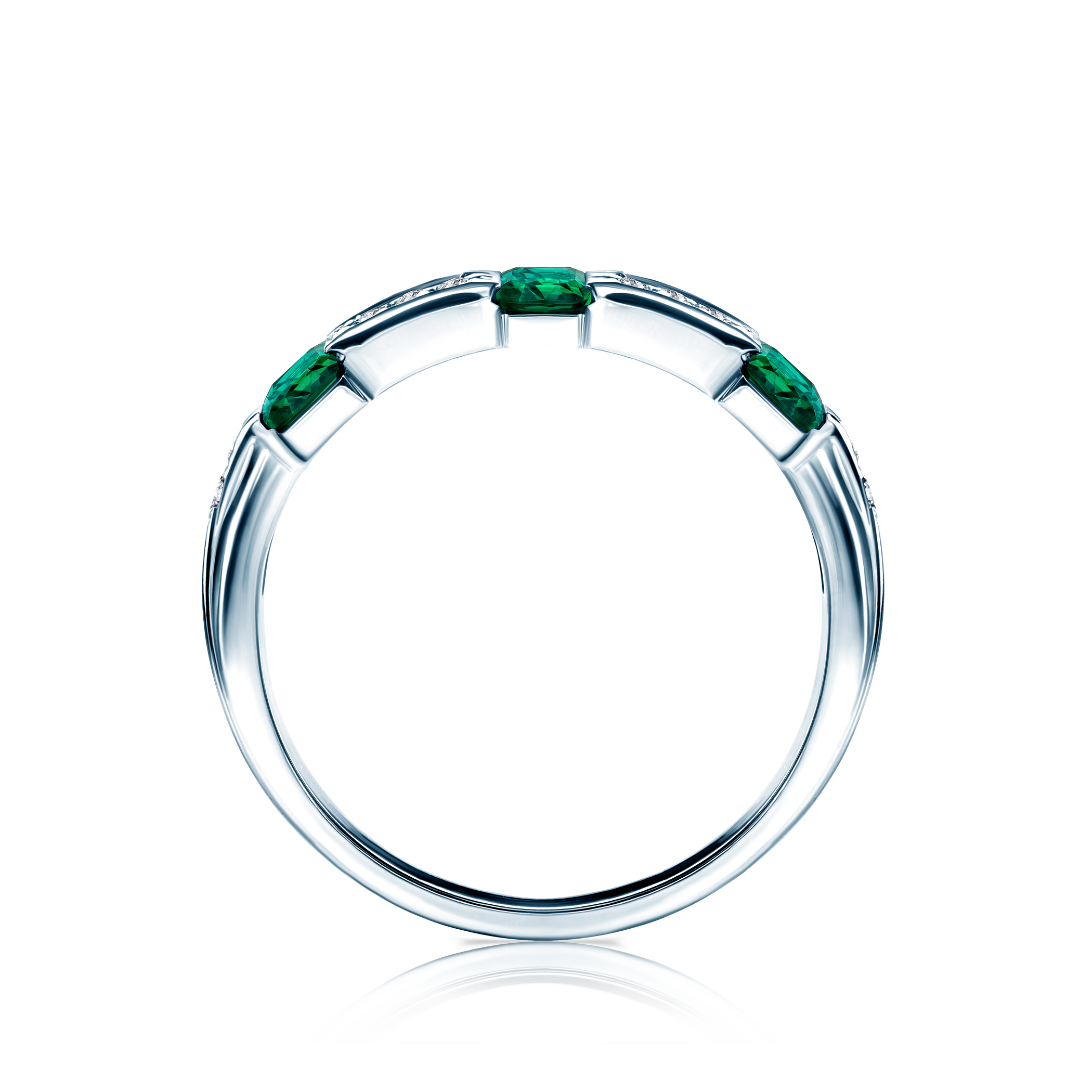 Ring SAVICKI: Weißgold, Smaragde, Diamanten