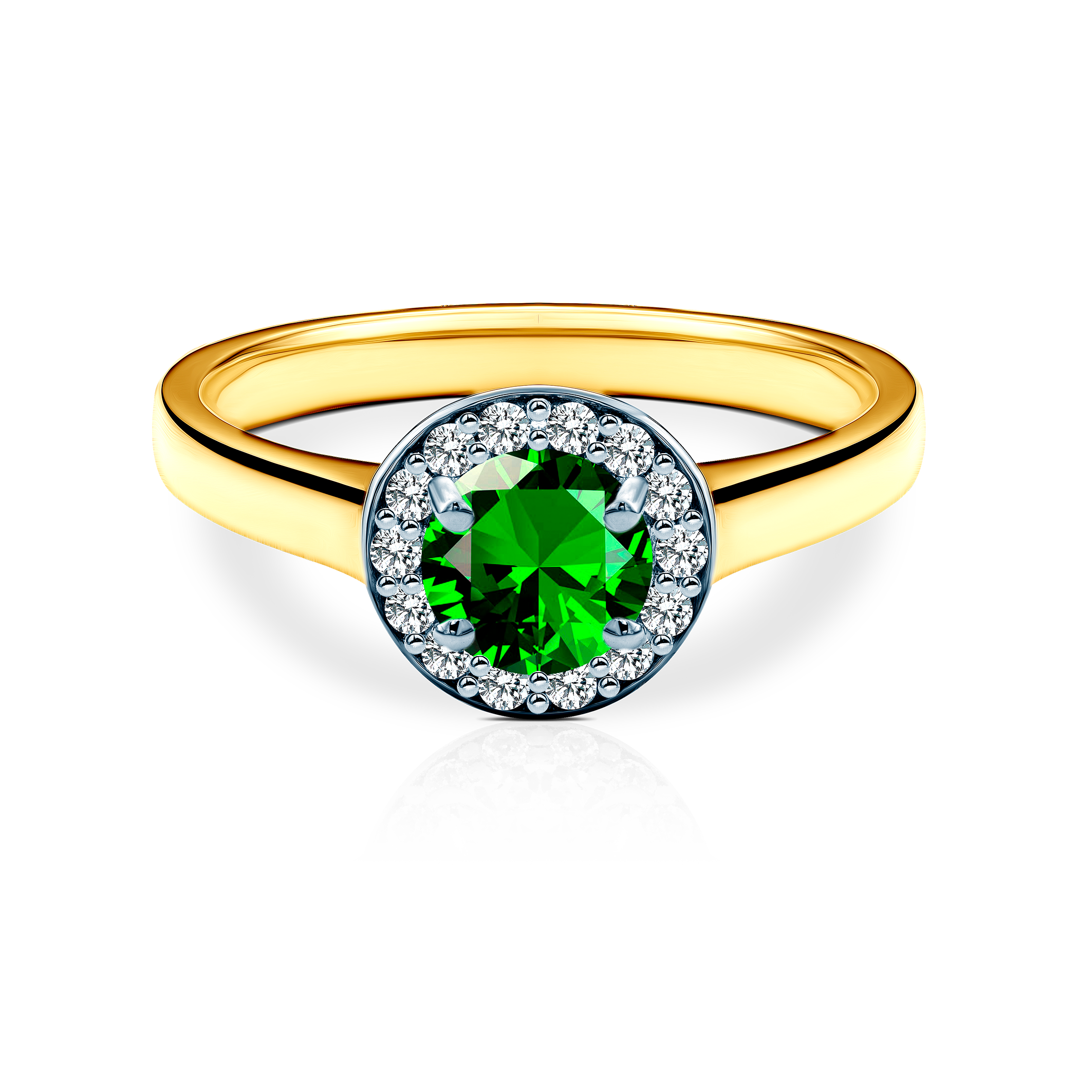 Zásnubní prsten SAVICKI: dvoubarevné zlato, smaragd, diamanty
