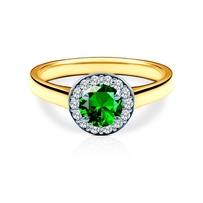 Zásnubný prsteň SAVICKI: dvojfarebné zlato, smaragd, diamanty