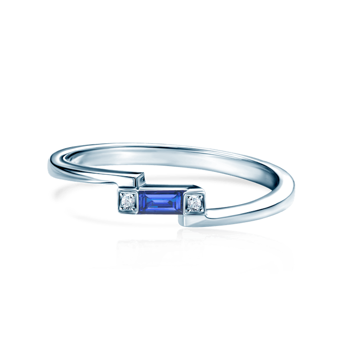 Zásnubní prsten SAVICKI: bílé zlato, modrý safír, diamanty