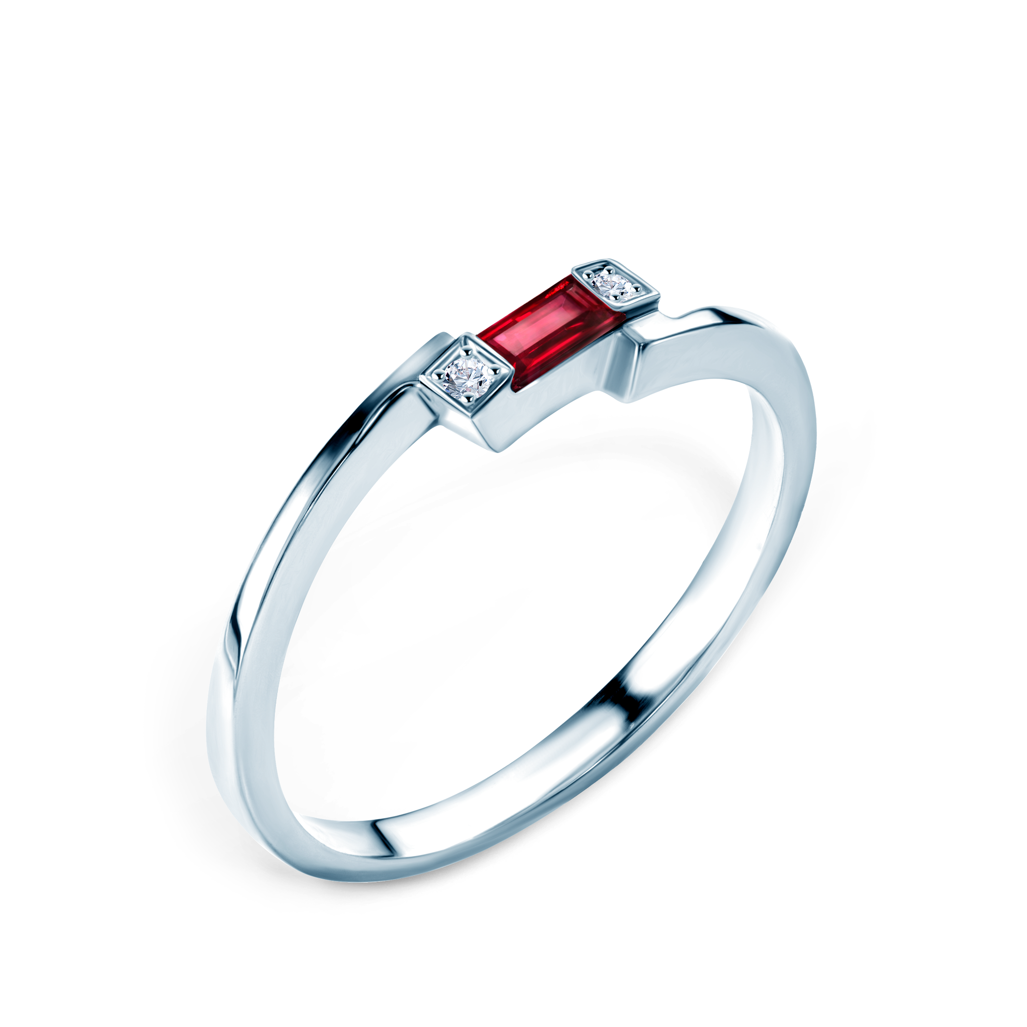 Pierścionek zaręczynowy SAVICKI: białe złoto, rubin, diamenty