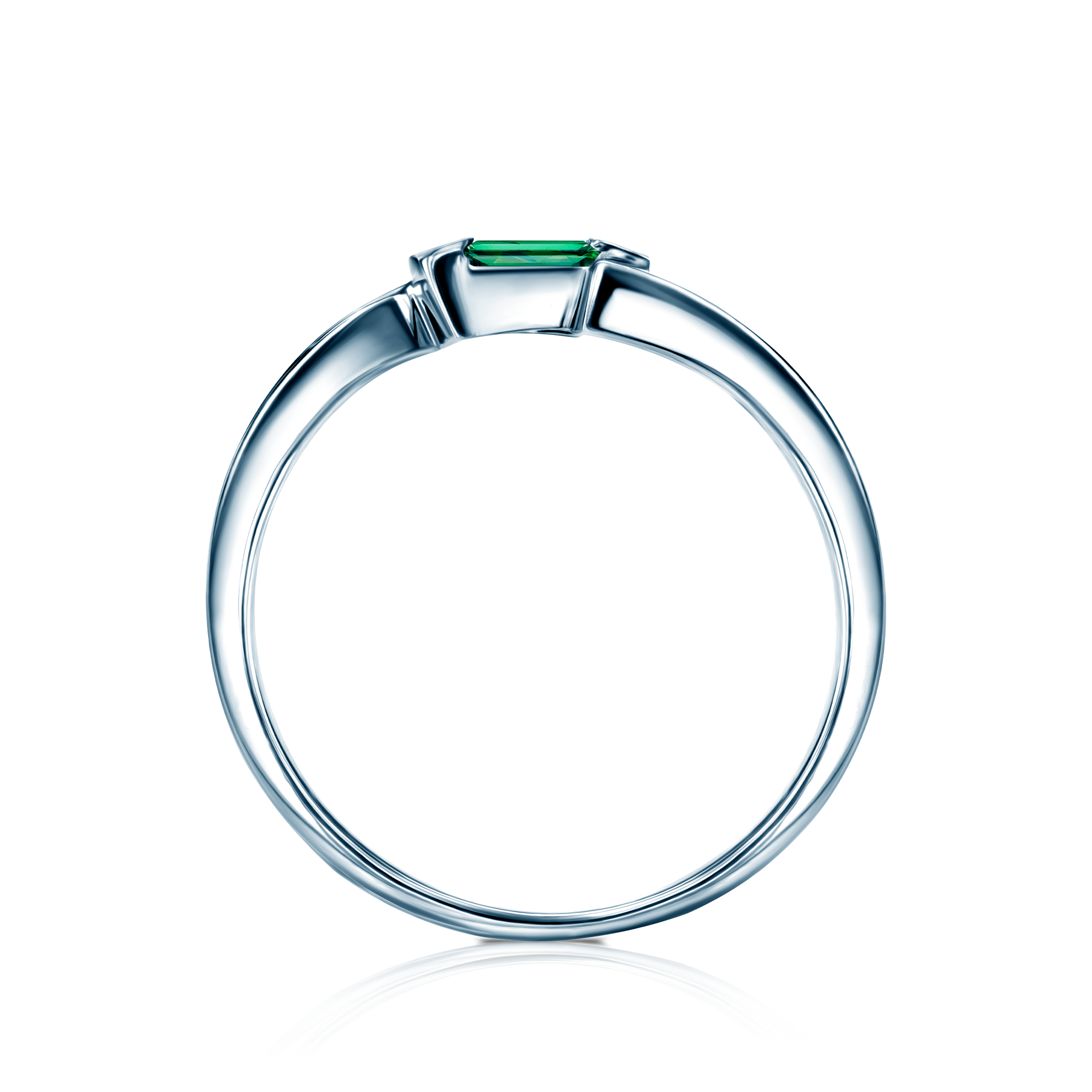 Pierścionek zaręczynowy SAVICKI: białe złoto, szmaragd, diamenty