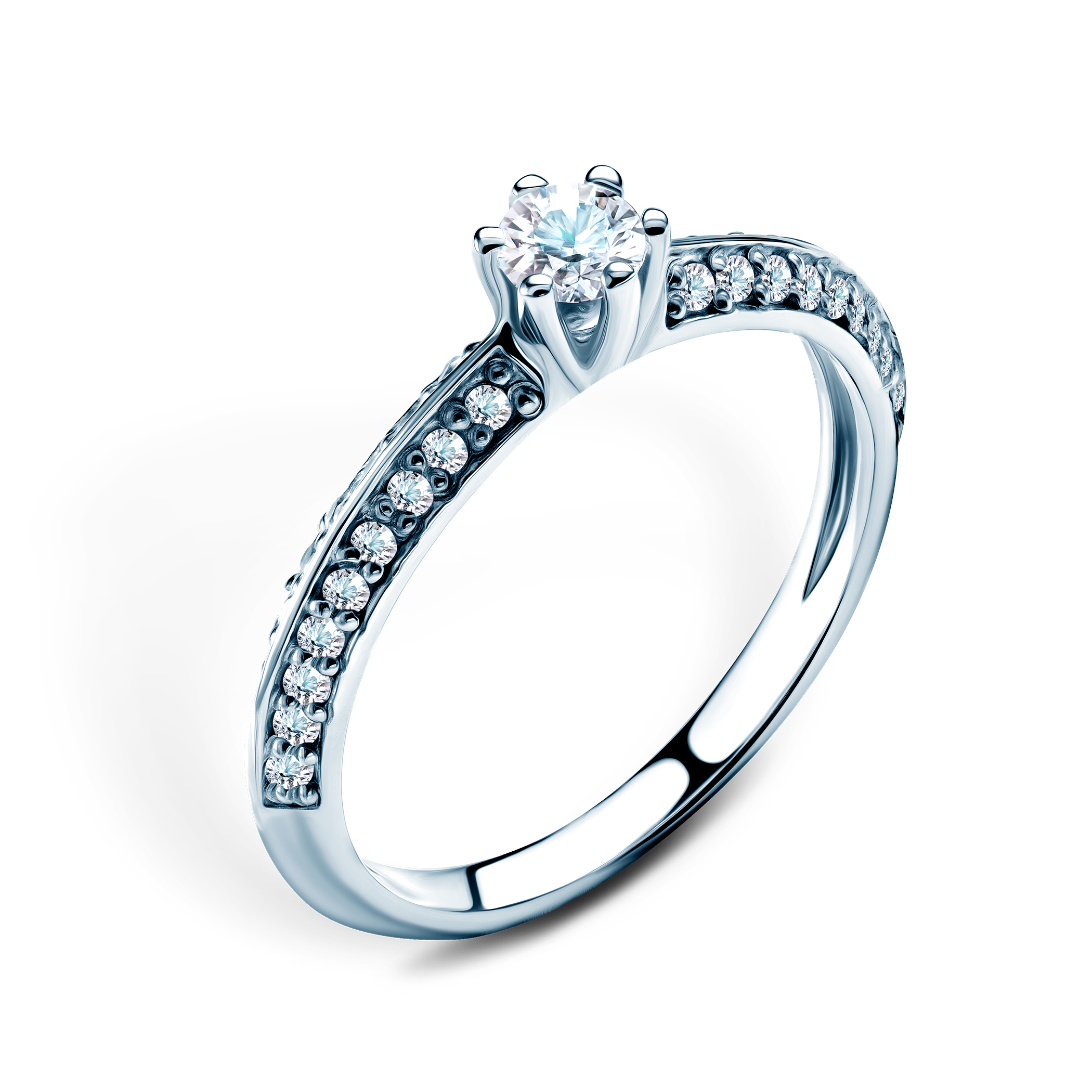 Pierścionek zaręczynowy SAVICKI: białe złoto, diamenty - 4