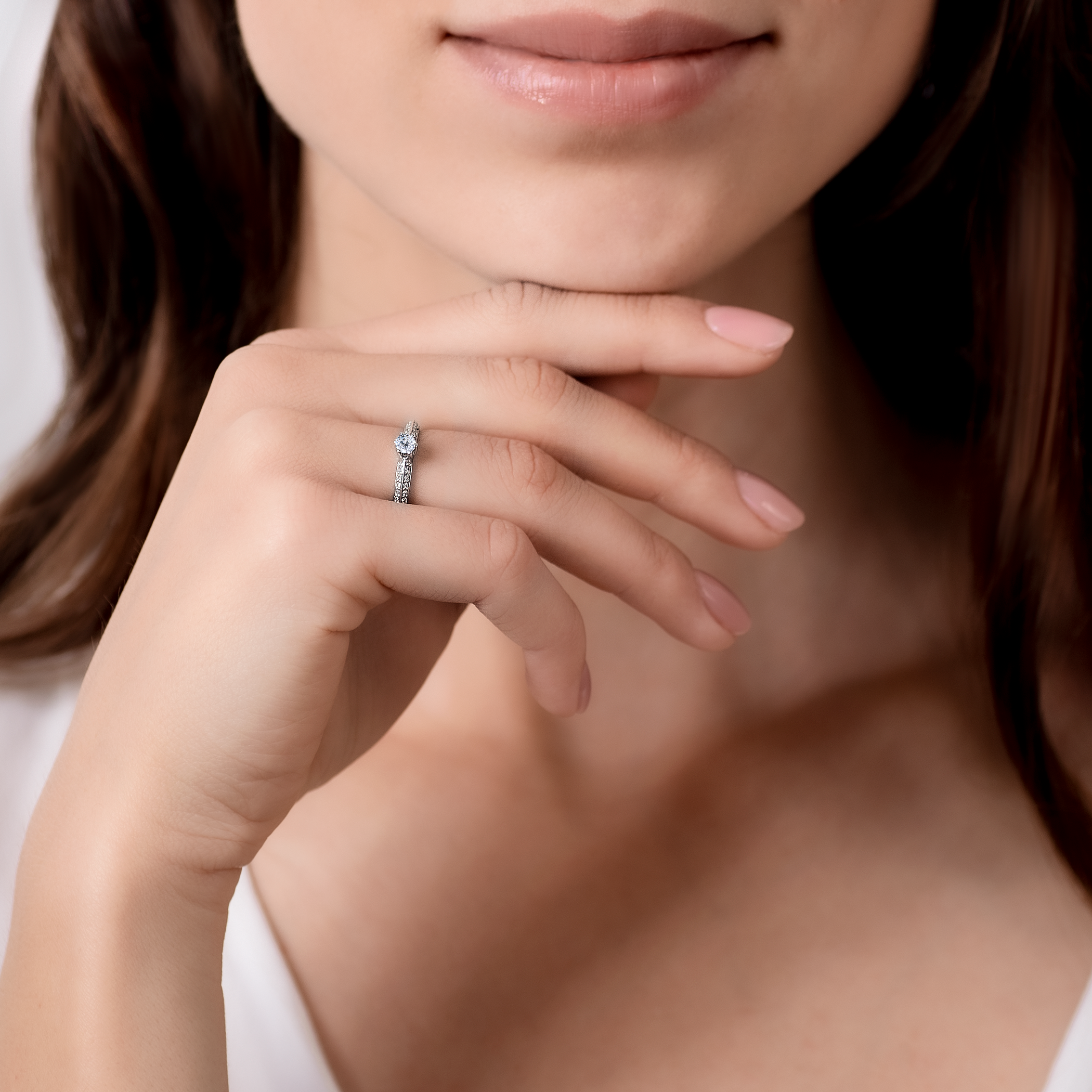 Pierścionek zaręczynowy SAVICKI: białe złoto, diamenty - 6