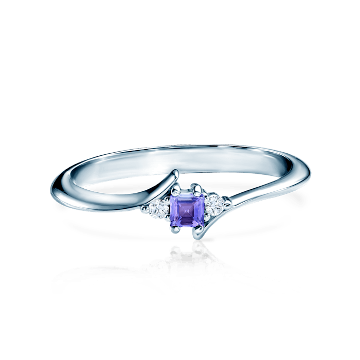 Zásnubní prsten SAVICKI: bílé zlato, tanzanit, diamanty