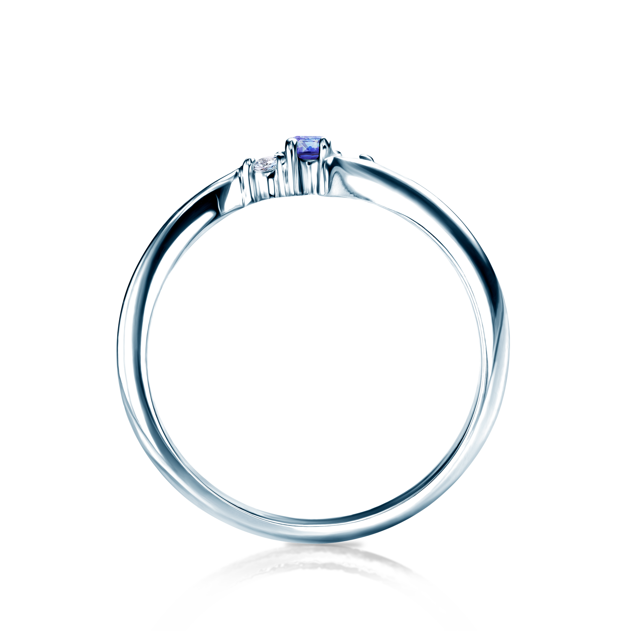Pierścionek zaręczynowy SAVICKI: białe złoto, tanzanit, diamenty