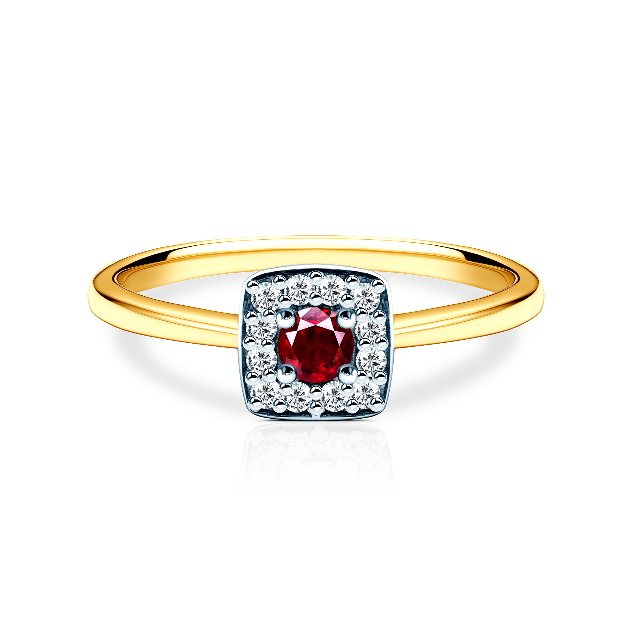 Zásnubní prsten SAVICKI: dvoubarevné zlato, rubín, diamanty