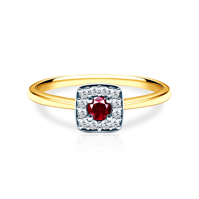 Zásnubní prsten SAVICKI: dvoubarevné zlato, rubín, diamanty