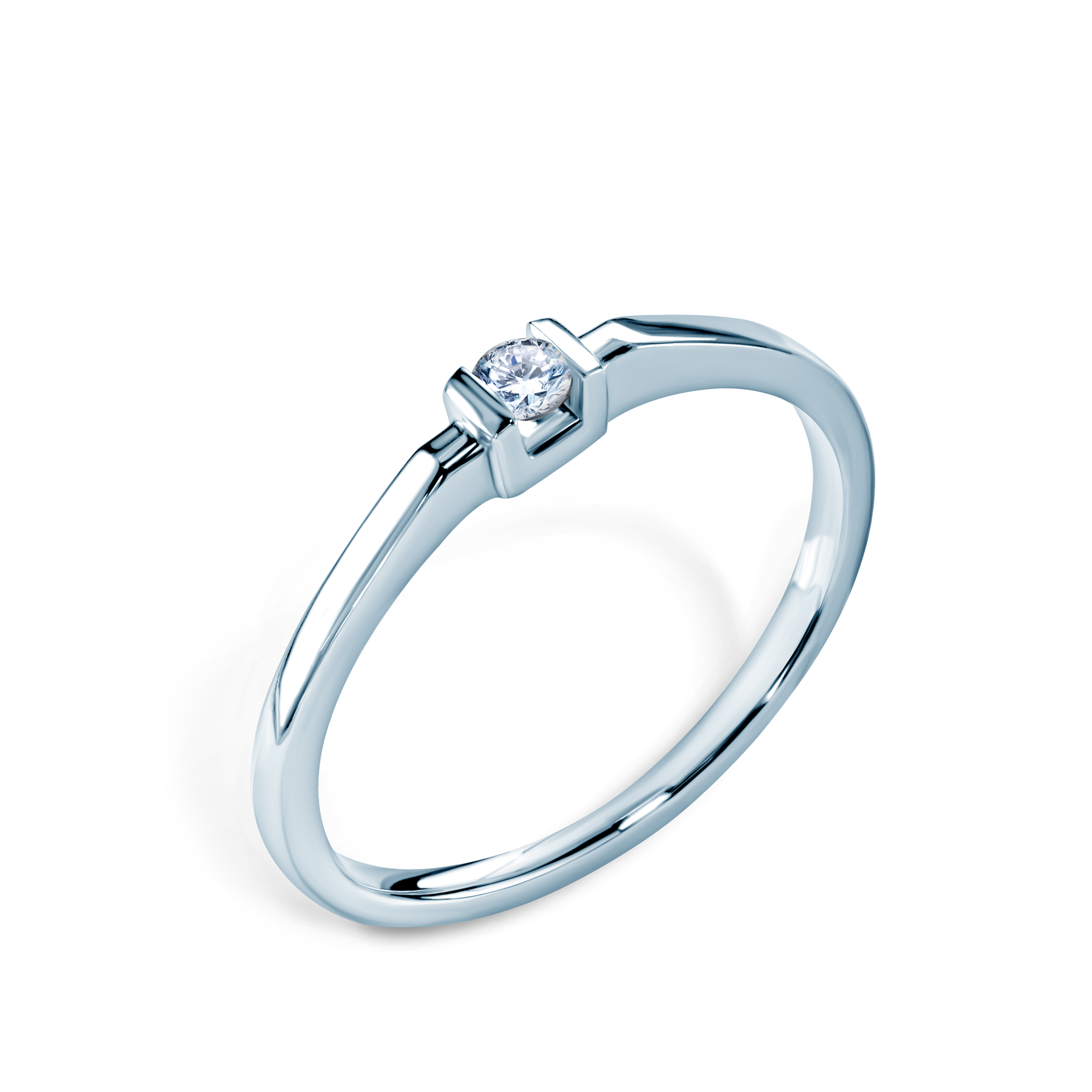 Pierścionek zaręczynowy SAVICKI: białe złoto, diament - 4