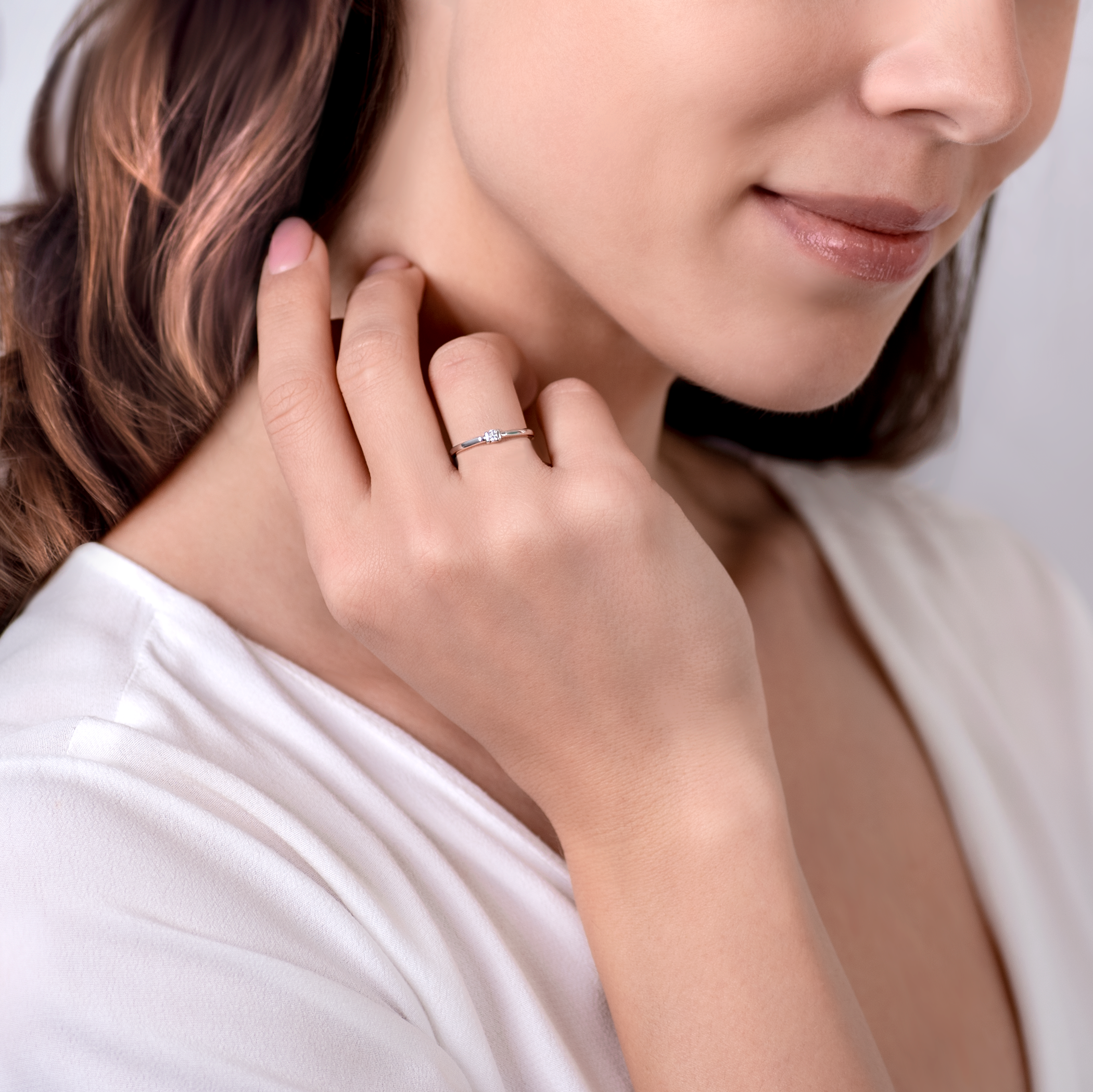 Pierścionek zaręczynowy SAVICKI: białe złoto, diament - 7