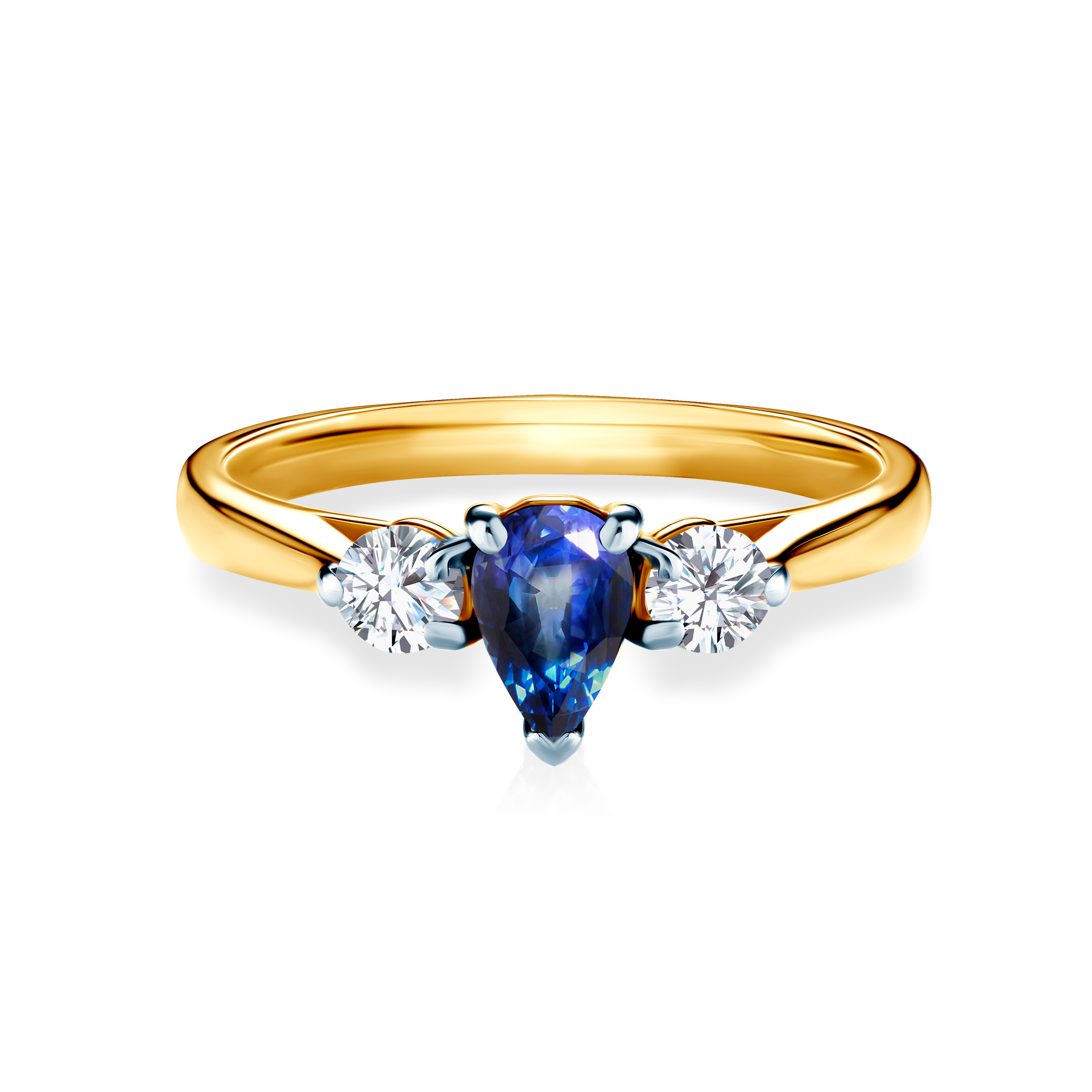 Zásnubný prsteň SAVICKI: dvojfarebné zlato, modrý zafír, biele zafíry