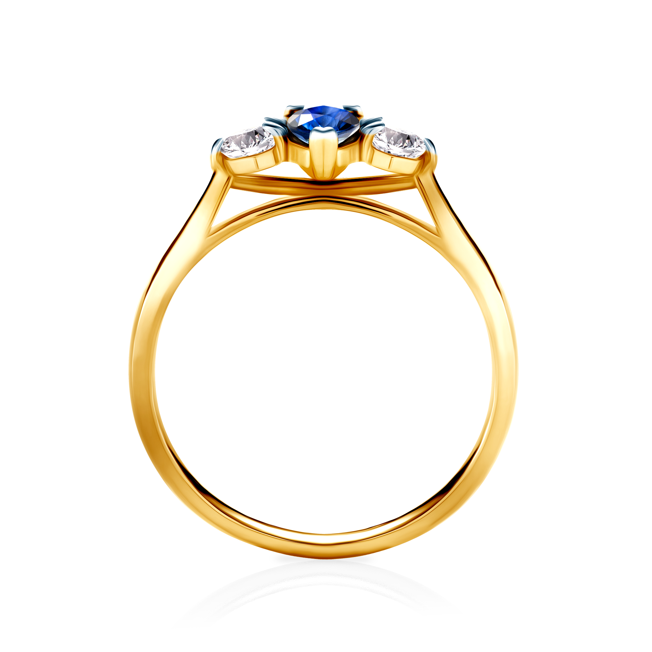 Pierścionek zaręczynowy SAVICKI: dwukolorowe złoto, niebieski szafir, białe szafiry - 3