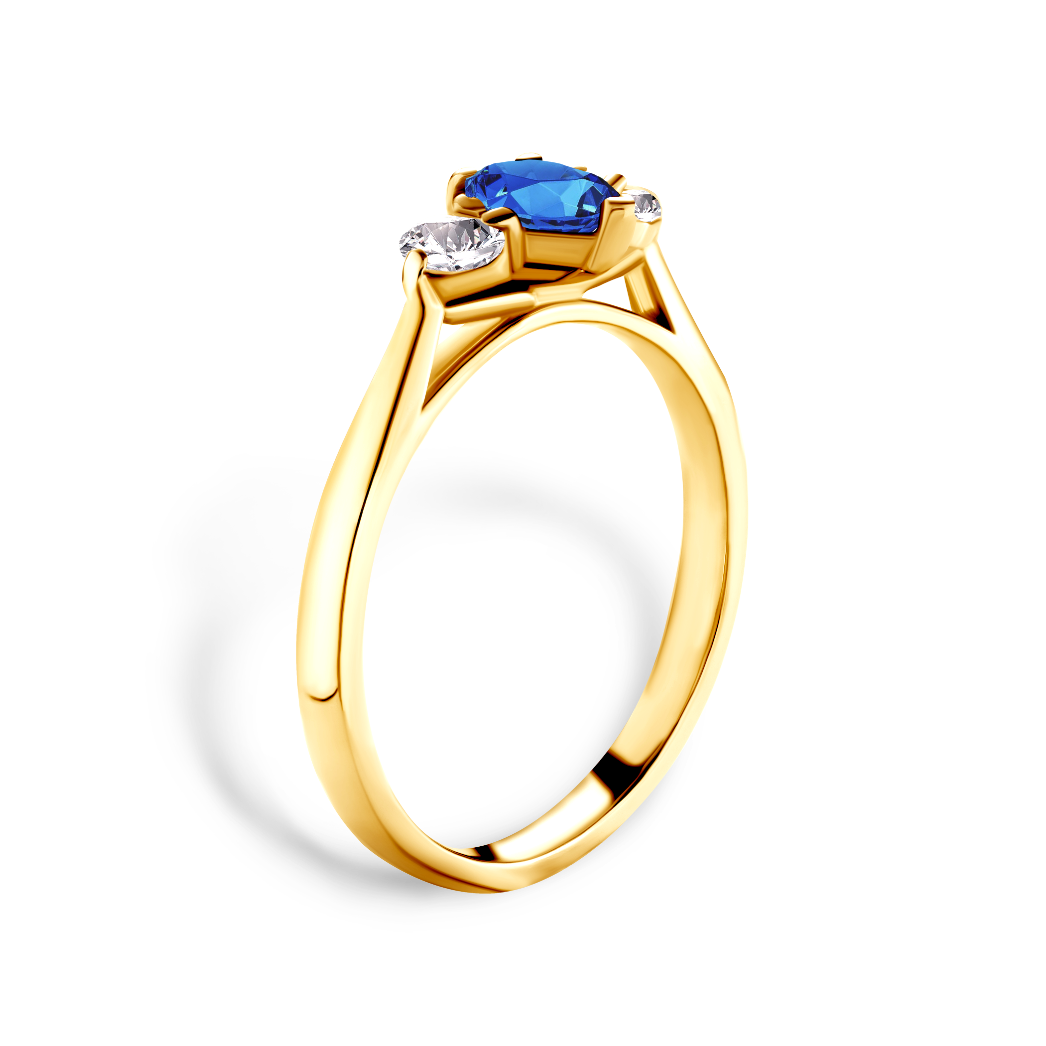 Pierścionek zaręczynowy SAVICKI: dwukolorowe złoto, niebieski szafir, białe szafiry - 4