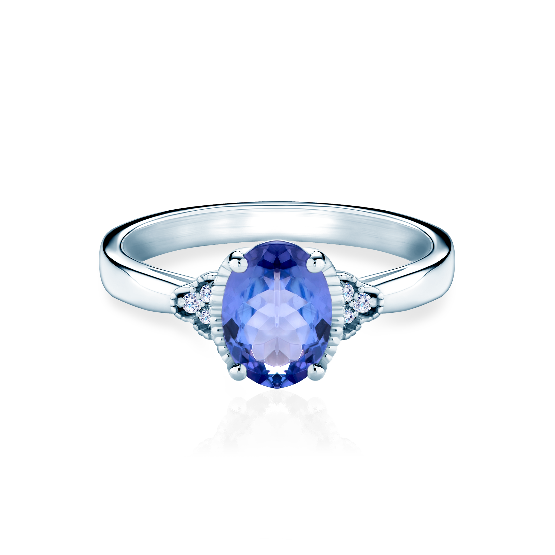 Pierścionek zaręczynowy SAVICKI: białe złoto, tanzanit, diamenty