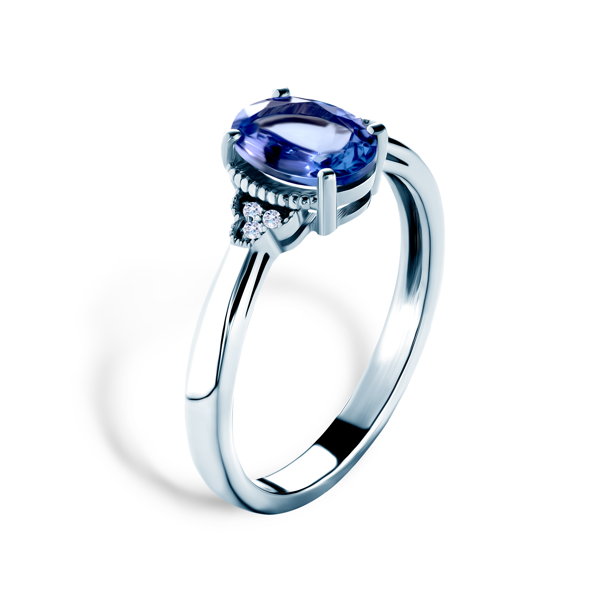 Verlobungsring Savicki: Weißgold, Tansanit , Diamanten