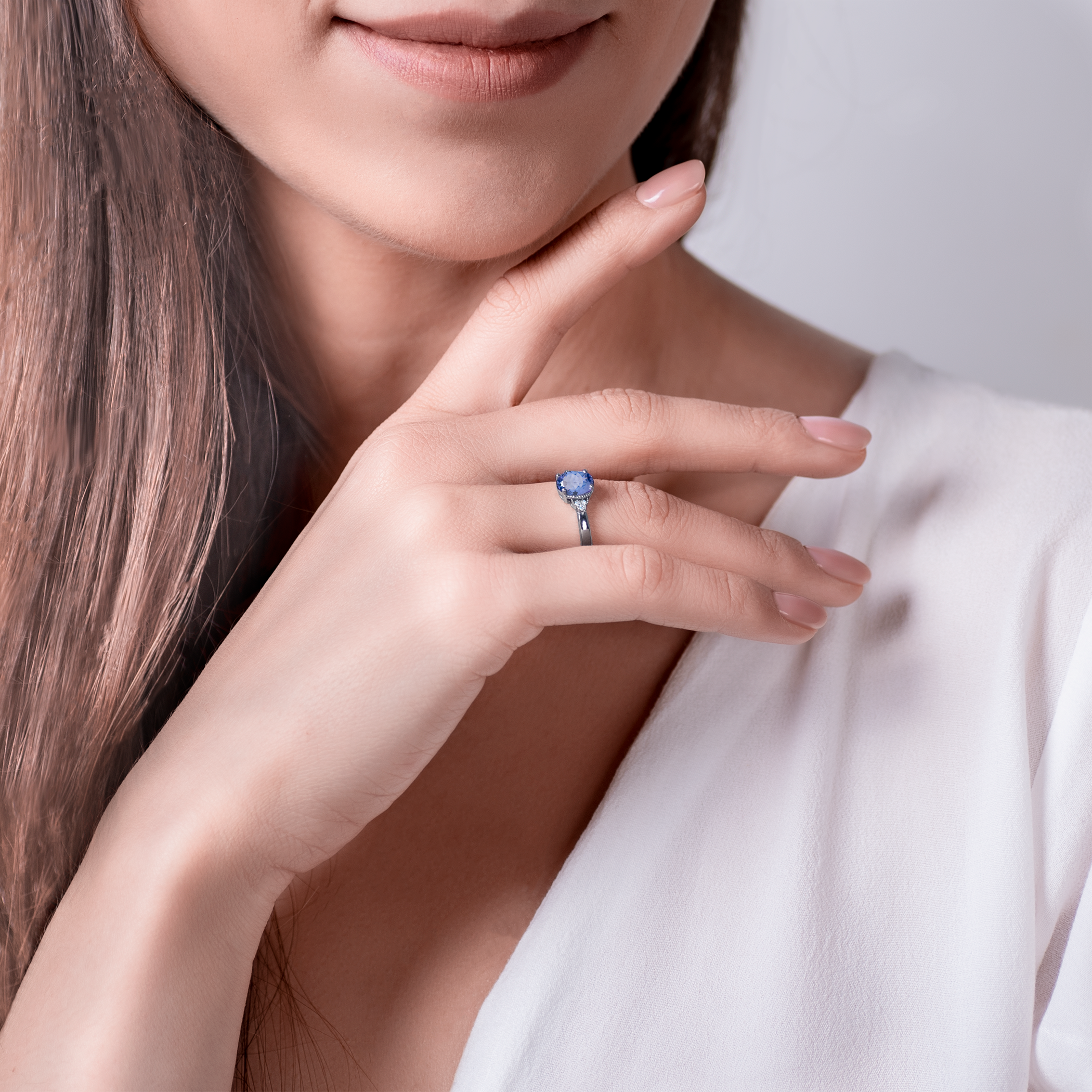 Verlobungsring Savicki: Weißgold, Tansanit , Diamanten