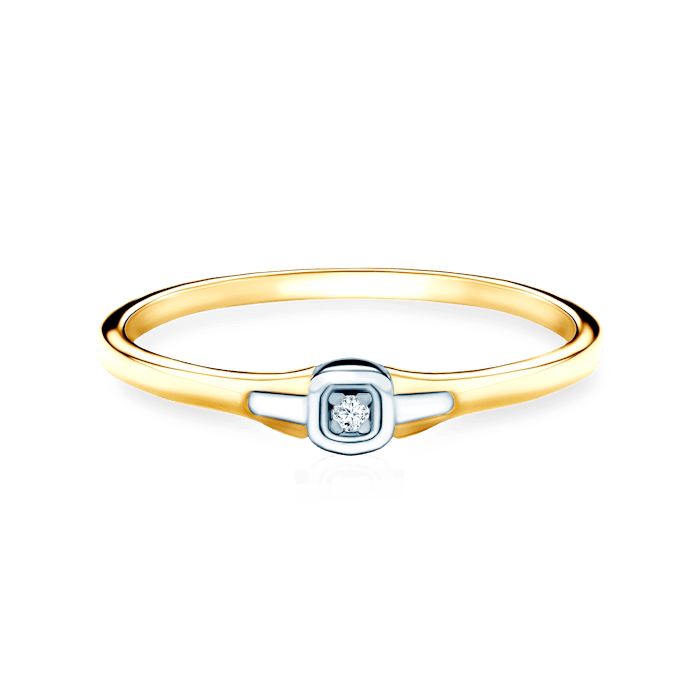 Engagement Ring: two colour gold, diamond