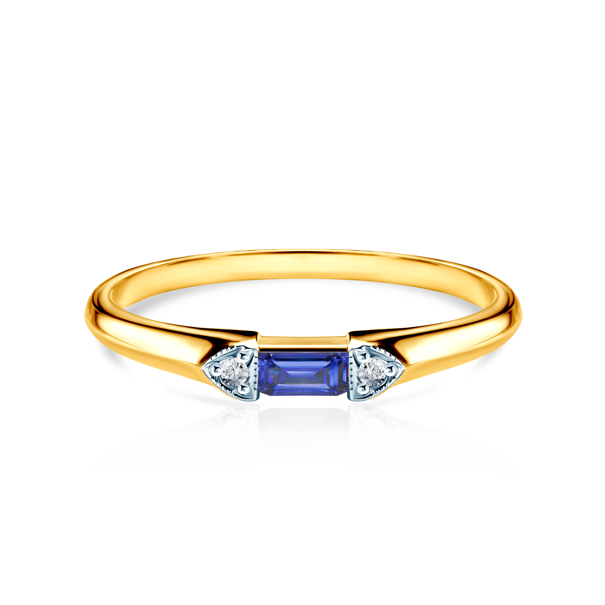 Zásnubní prsten SAVICKI: dvoubarevné zlato, modrý safír, diamanty