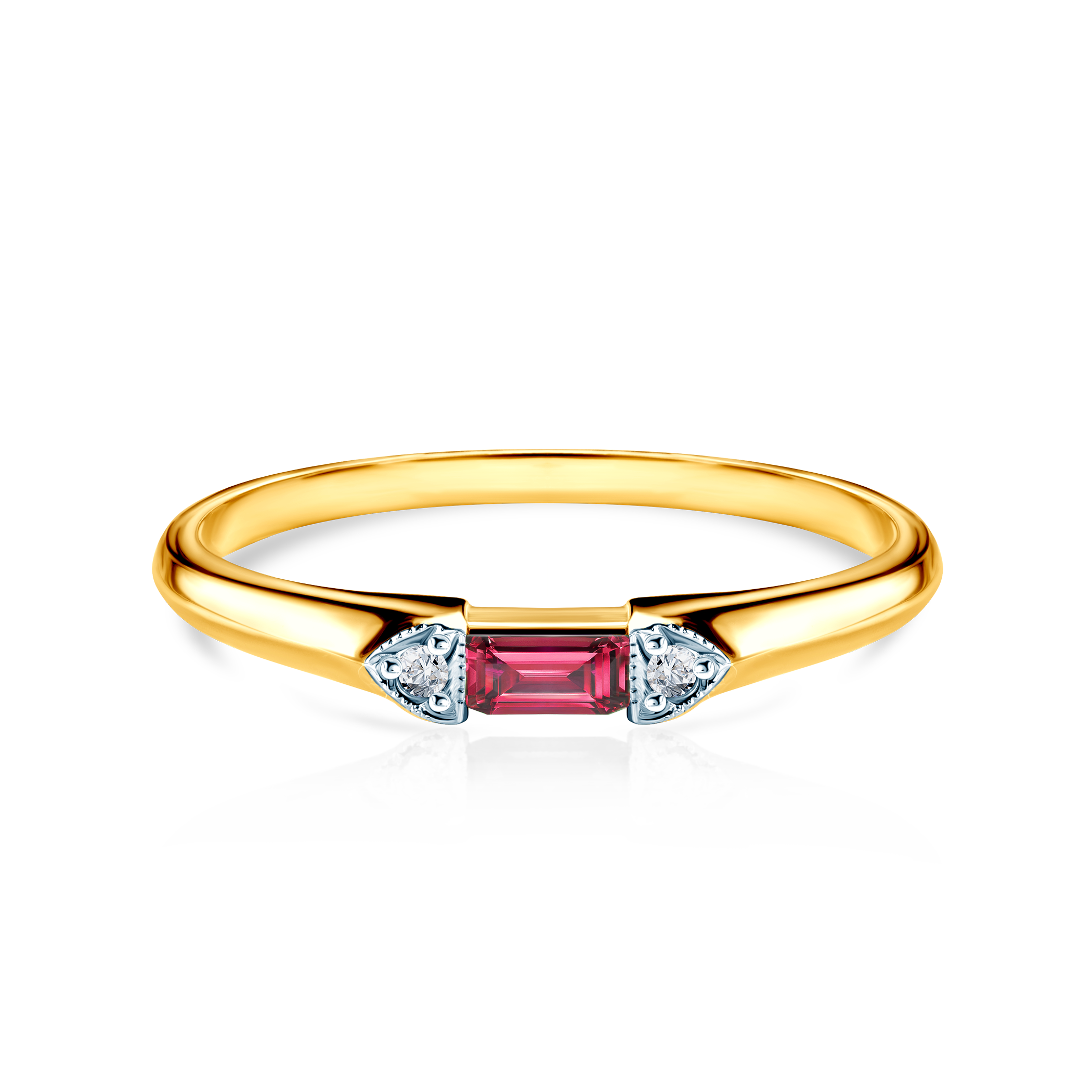 Zásnubní prsten SAVICKI: dvoubarevné zlato, rubín, diamanty