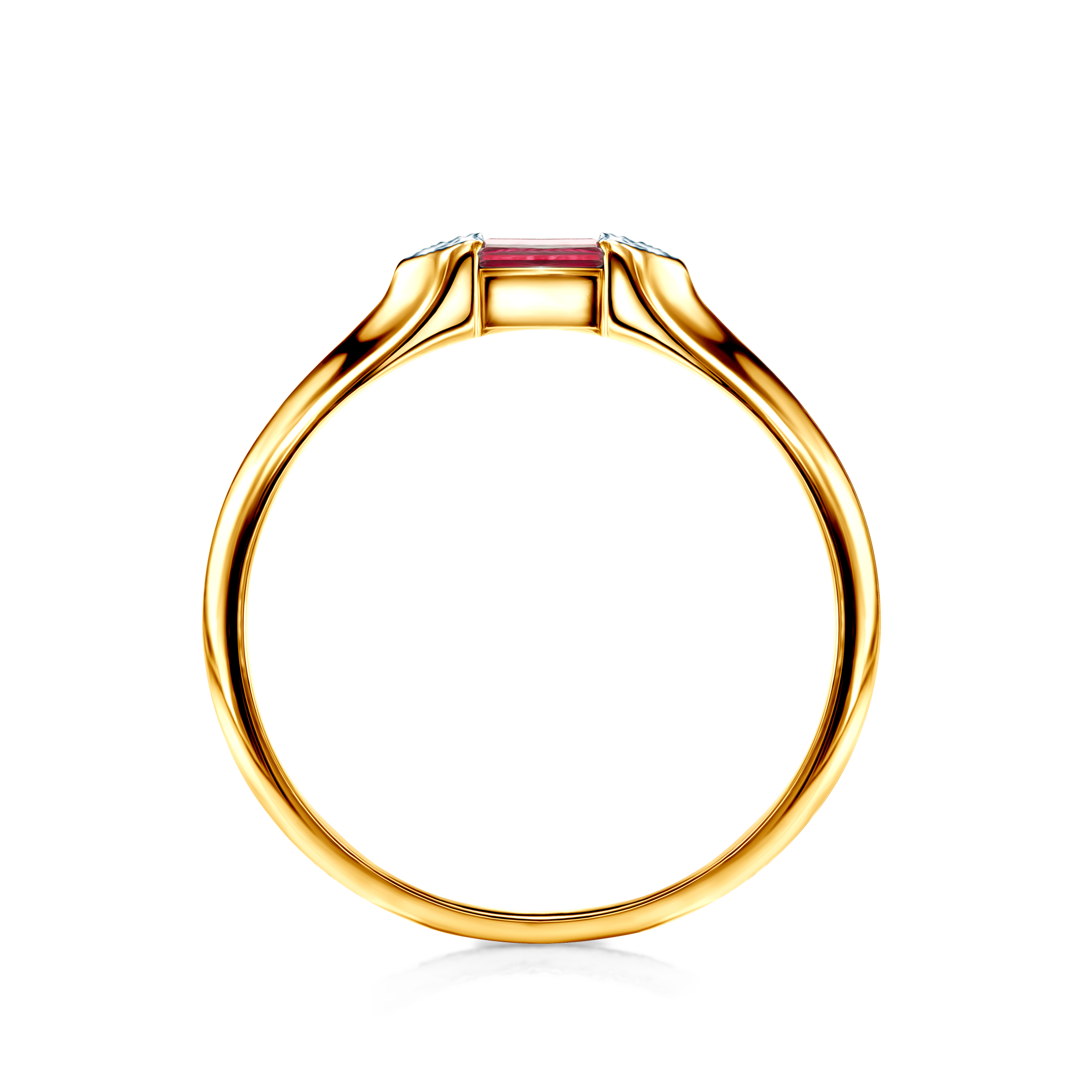 Verlobungsring Savicki: Zweifarbiges Gold, Rubin, Diamanten