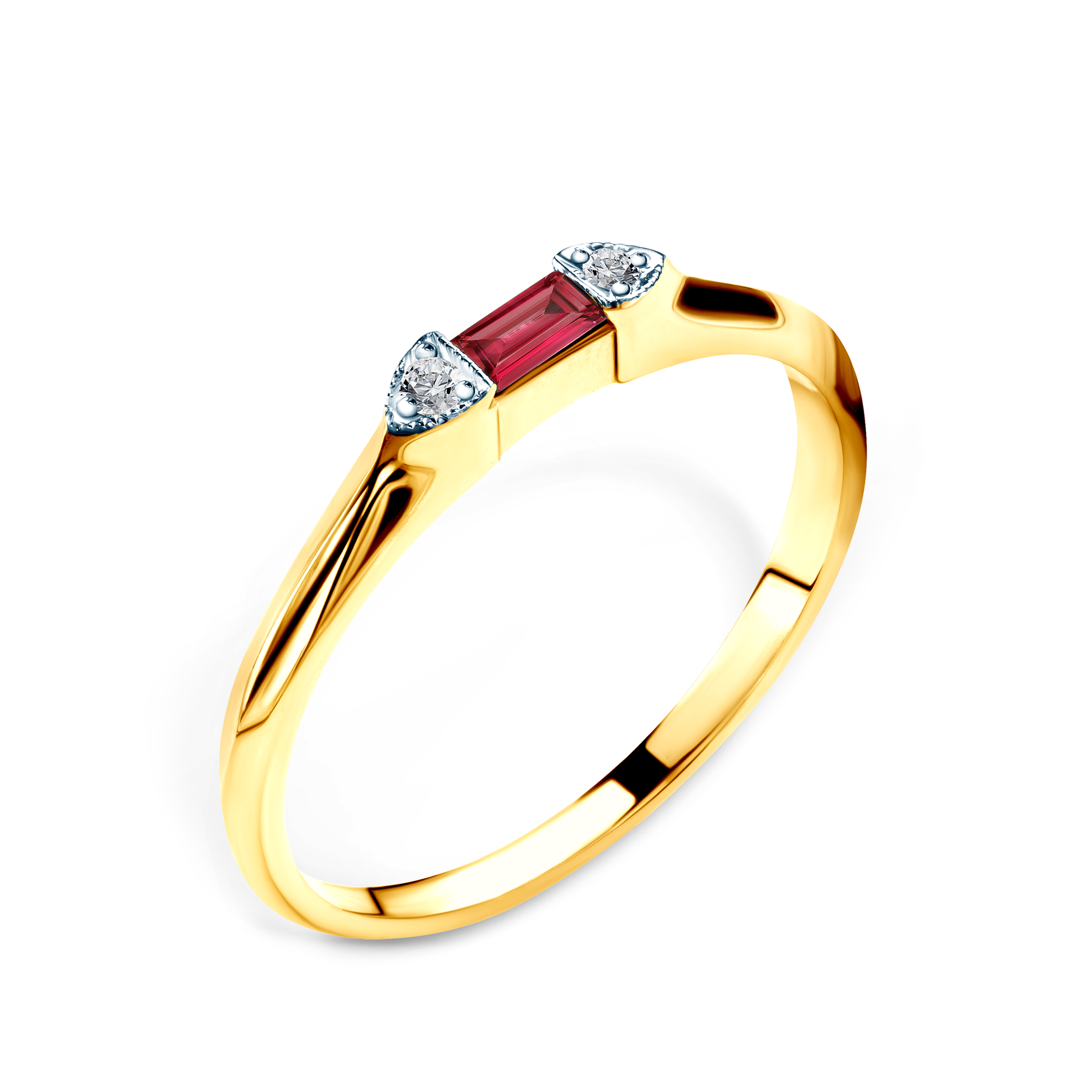 Verlobungsring Savicki: Zweifarbiges Gold, Rubin, Diamanten
