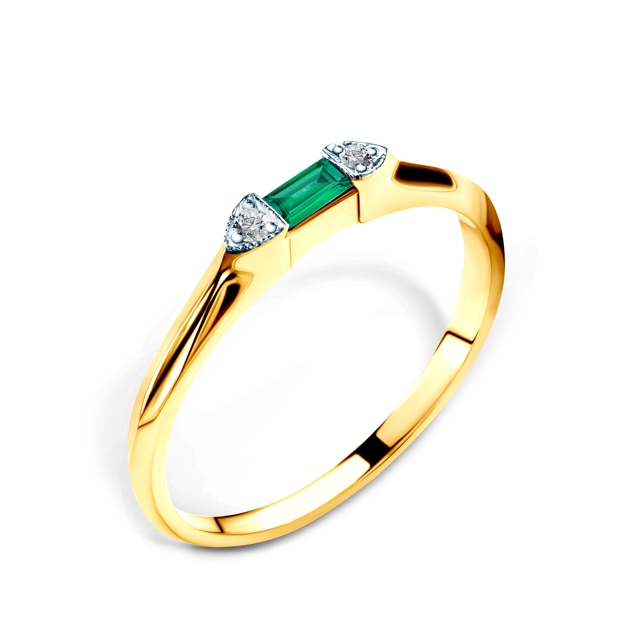 Pierścionek zaręczynowy SAVICKI: dwukolorowe złoto, szmaragd, diamenty