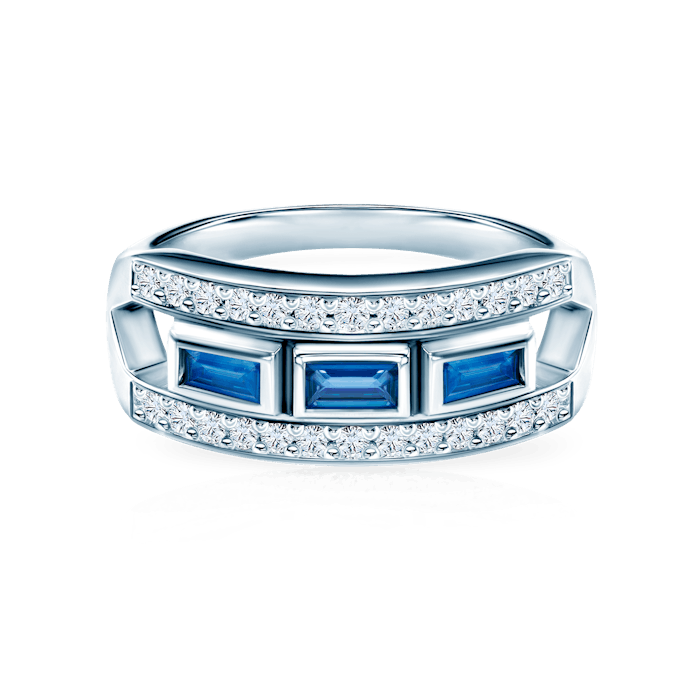 Prsten SAVICKI: bílé zlato, modré safíry, diamanty