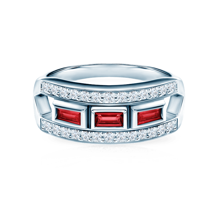 Pierścionek SAVICKI: białe złoto, rubiny, diamenty