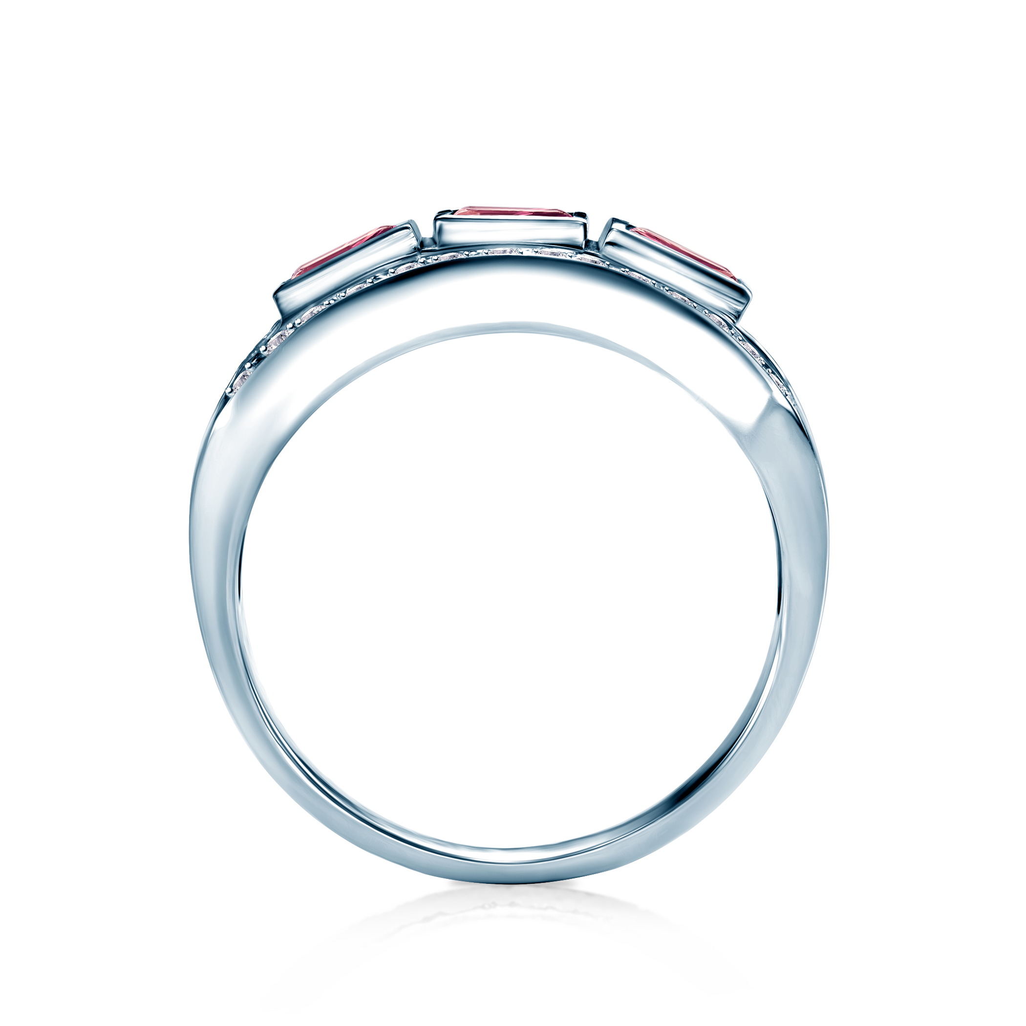 Pierścionek SAVICKI: białe złoto, rubiny, diamenty