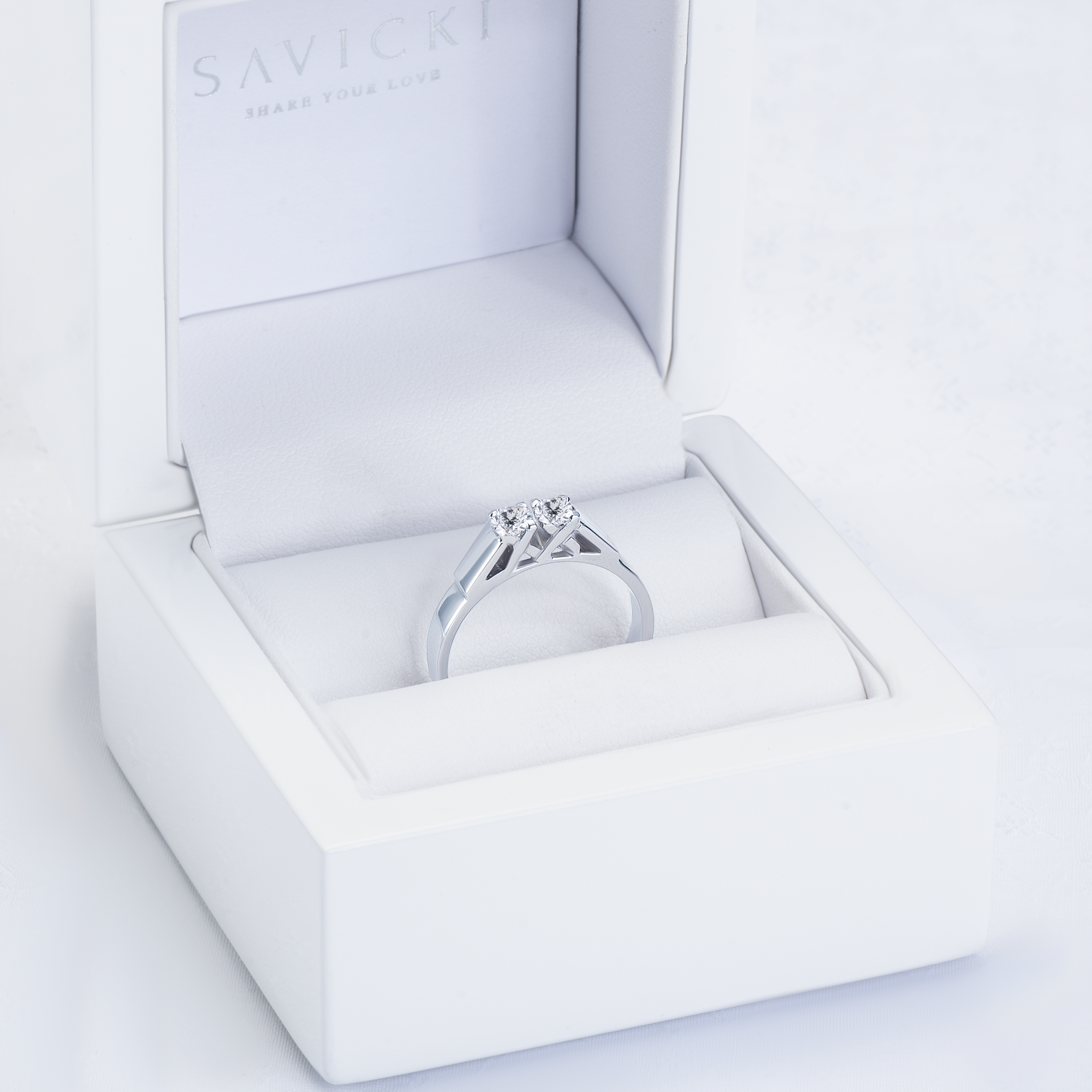 Pierścionek na 20 rocznicę jubileuszowy SAVICKI: białe złoto, diamenty - 6